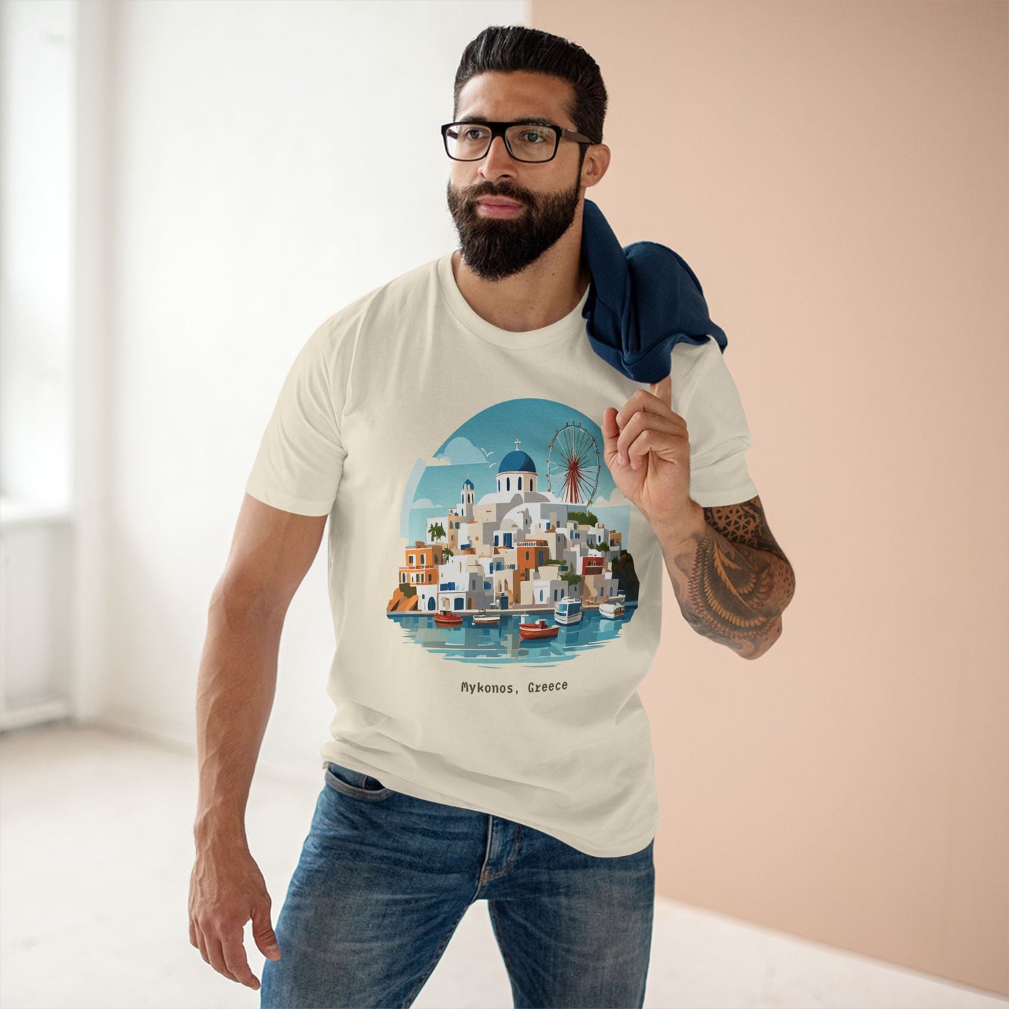 Unisex Greece Travel Shirt With Original Art Design Premium Cotton Tee Retro2Nova