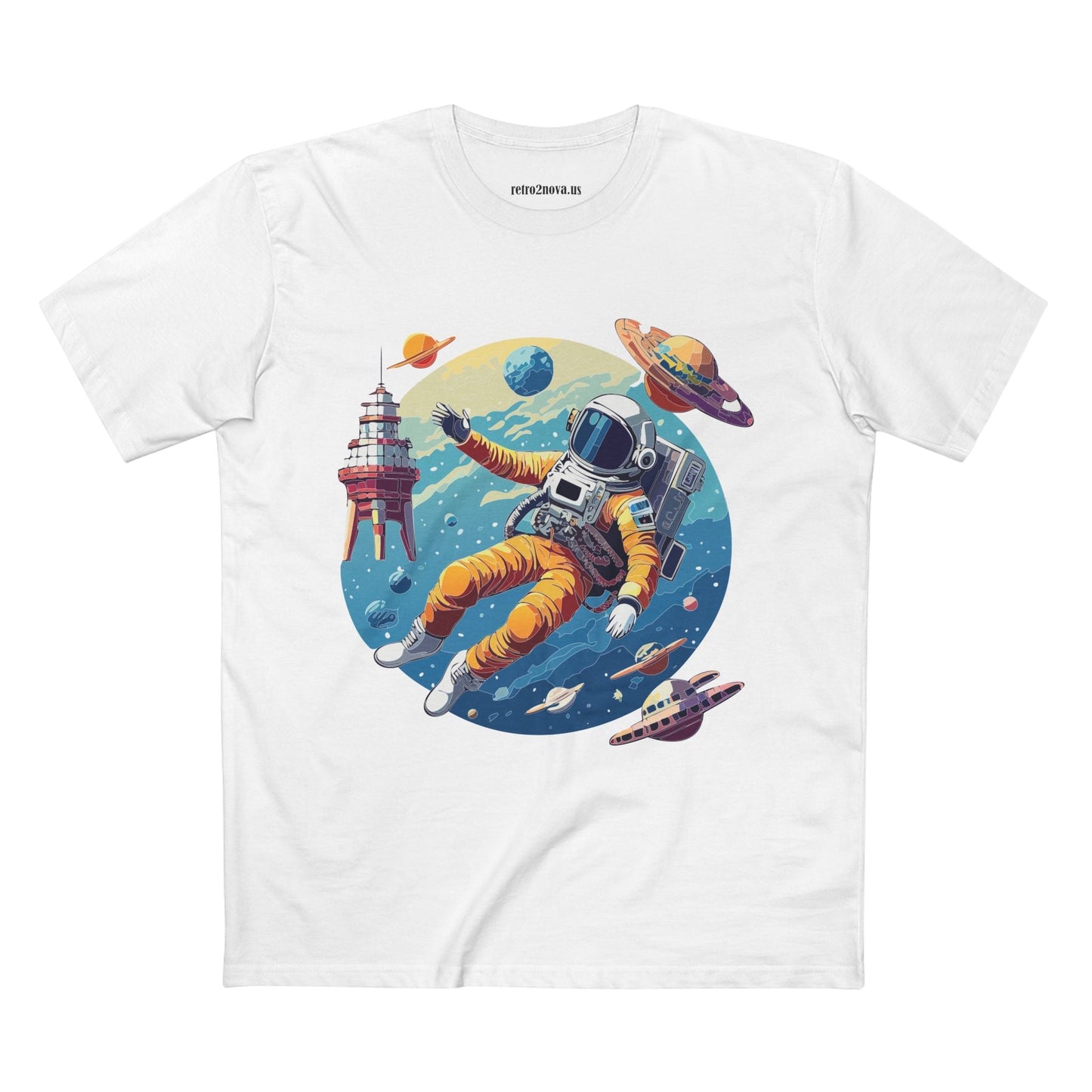 Cosmos Shirt Astronaut Art Unisex Premium Cotton Tee Retro2Nova Original Design Artwork