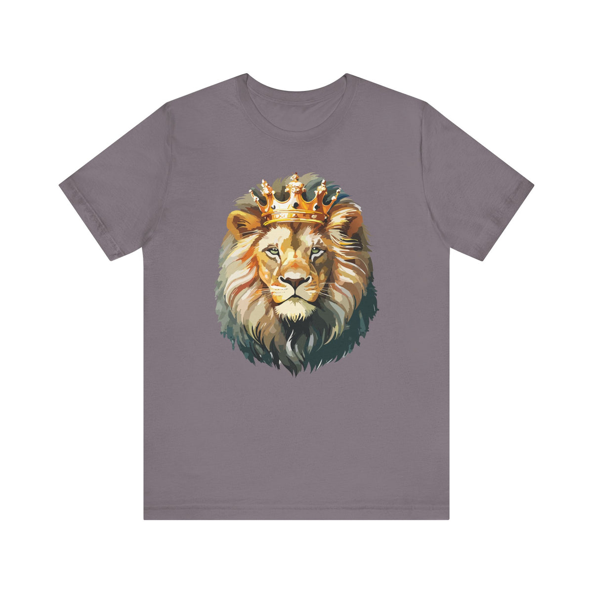 Lion with Crown Tee Unisex Cotton T-Shirt Regal King Lion Illustration, Wildlife Graphic Shirt - 1