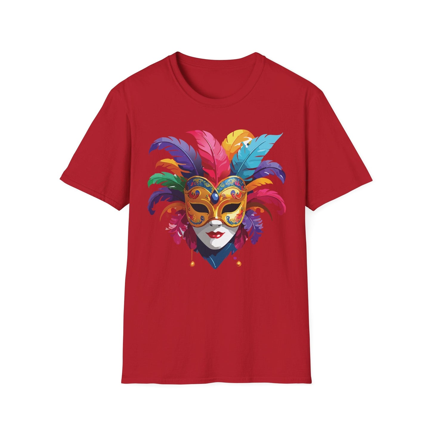 Unisex Mask Tee Shirt Gildan Softstyle 64000 Lightweight Comfortable Masquerade Design Tee