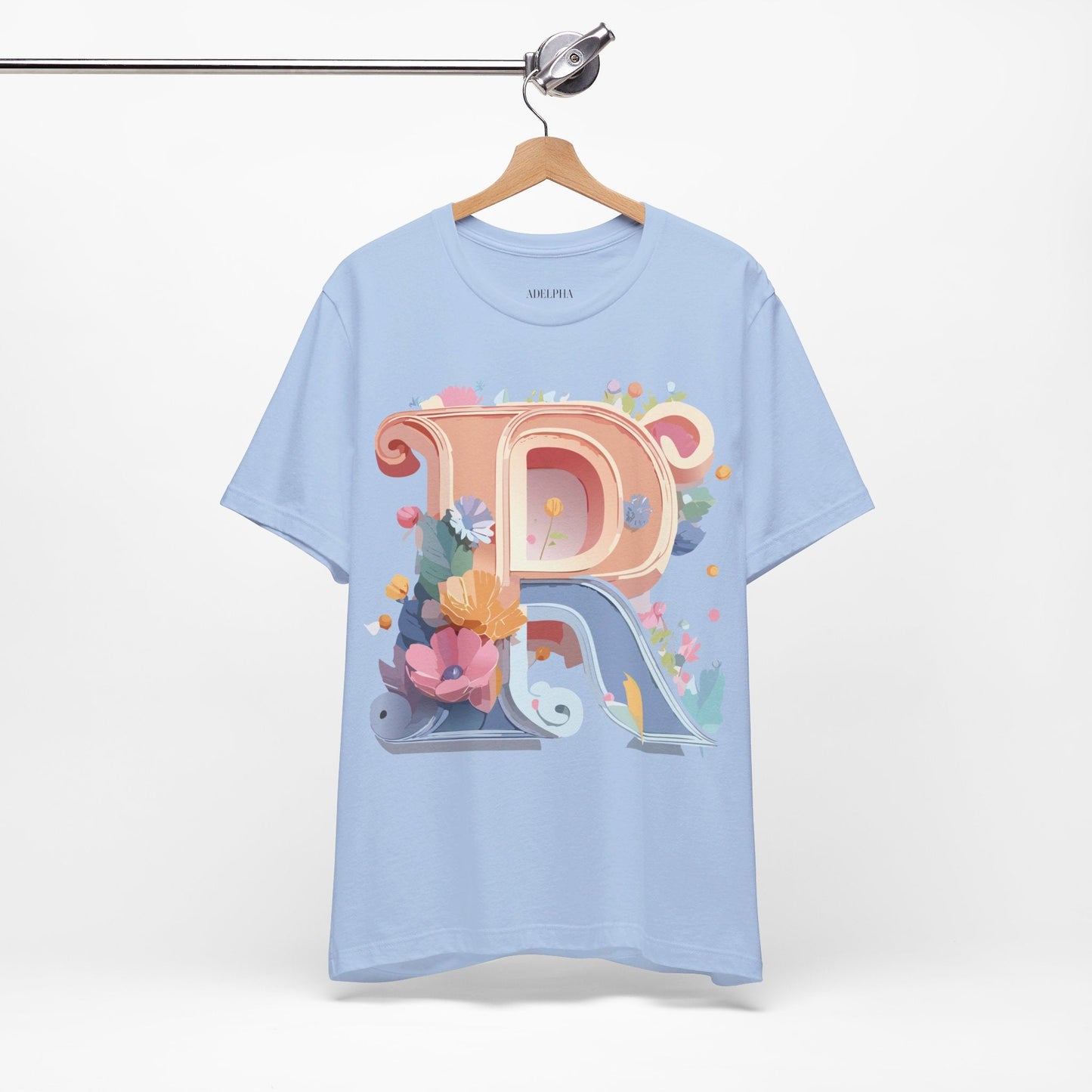 Letter R Shirt Graphic Tee Unisex Short Sleeve By Adelpha Vintage Art Design Tee