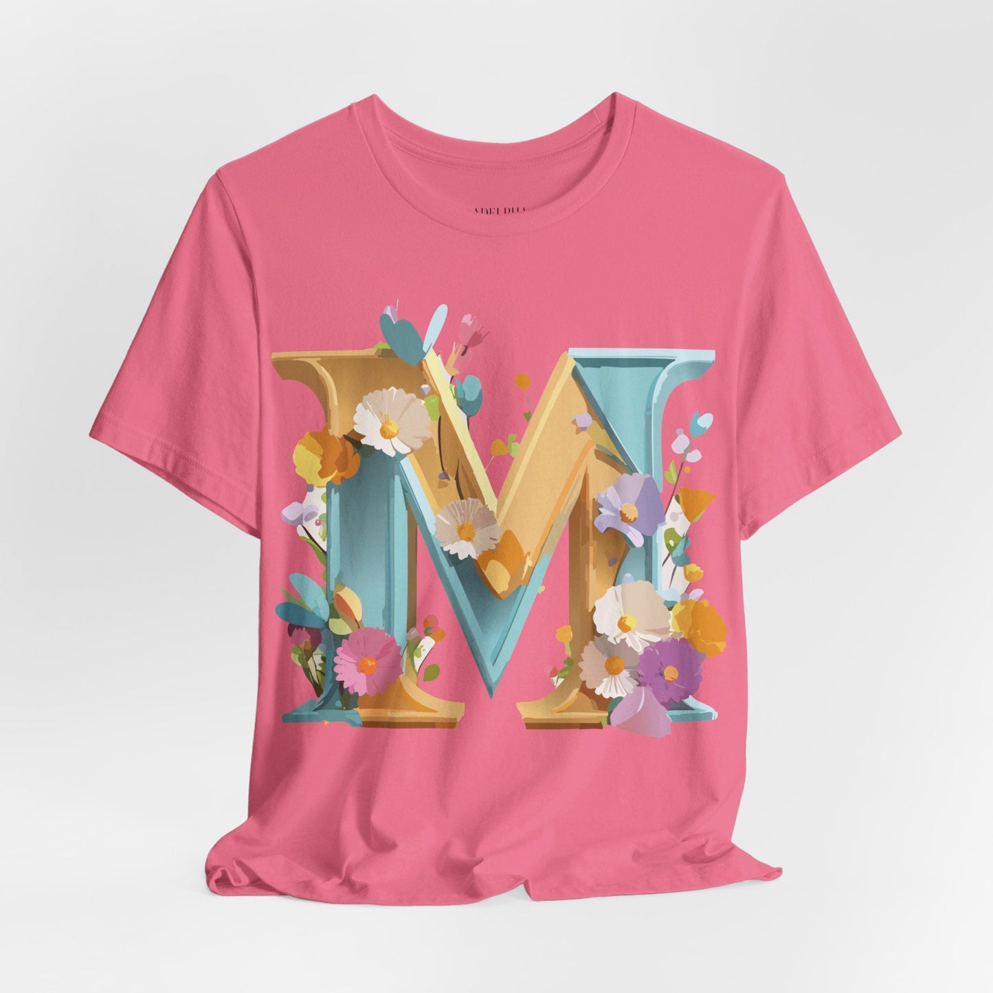 Letter M Shirt Unisex Graphic Tee Vintage Inspired Artwork Adelpha Jersey Short Sleeve