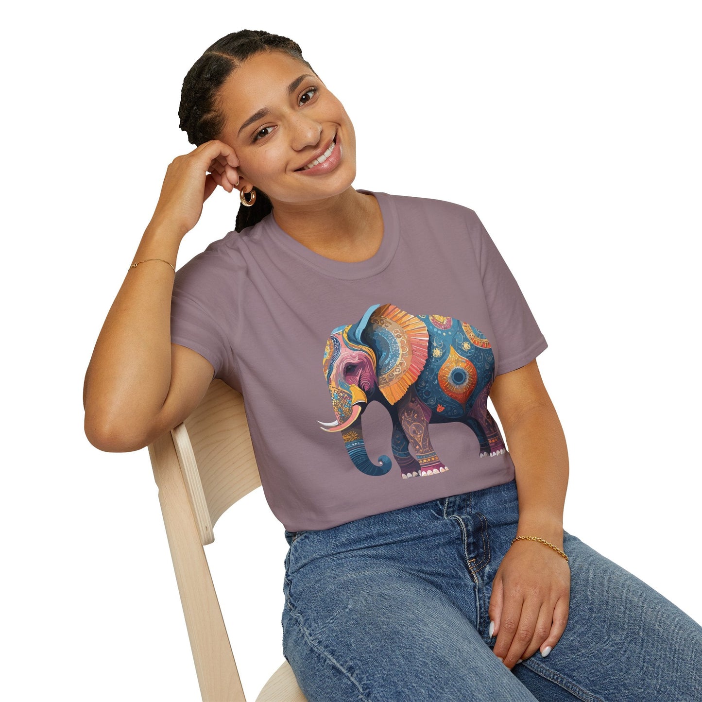 Elephant T Shirt Unisex Gildan Softstyle 64000 Tee With Animal Elephant Graphic Artwork