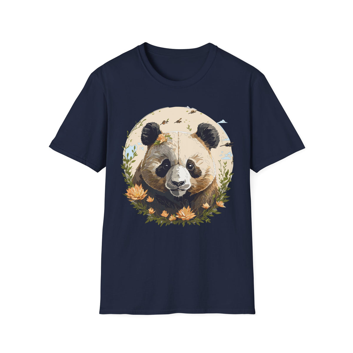 Floral Panda Illustration T-Shirt | Cute Bamboo Bear Graphic Tee