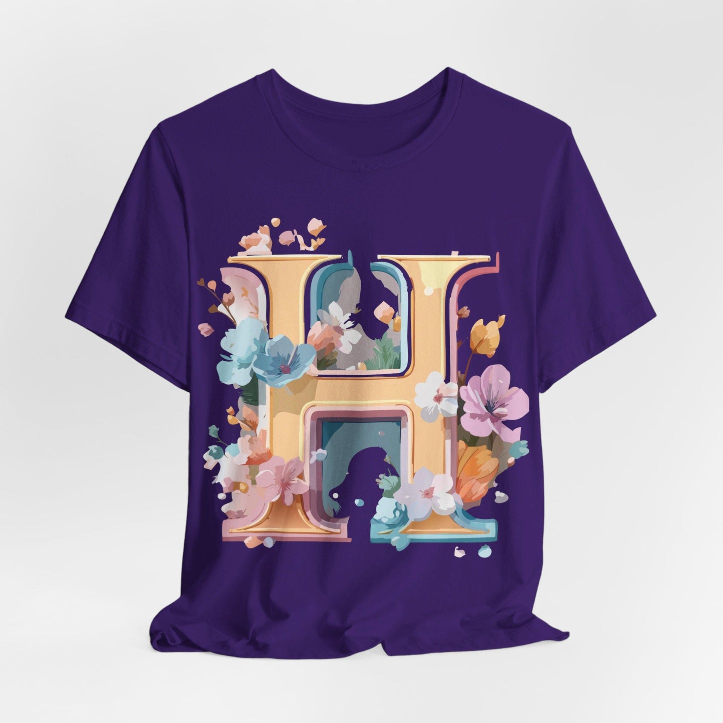 Letter H Graphic Tee Unisex Short Sleeve Shirt By Adelpha Featuring Vintage Inspired Artwork