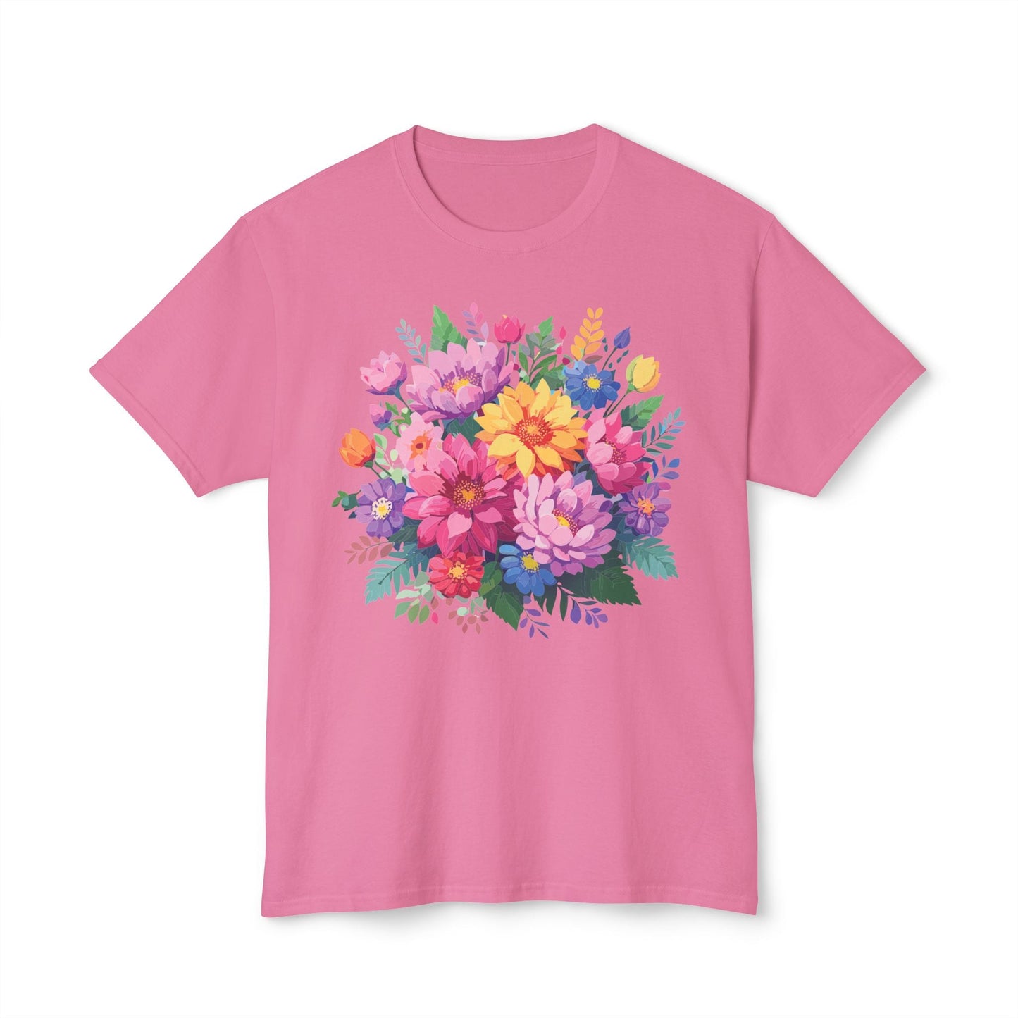 Unisex Floral T Shirt With Full Color Art Print Made In USA 100 Percent Cotton Breathable