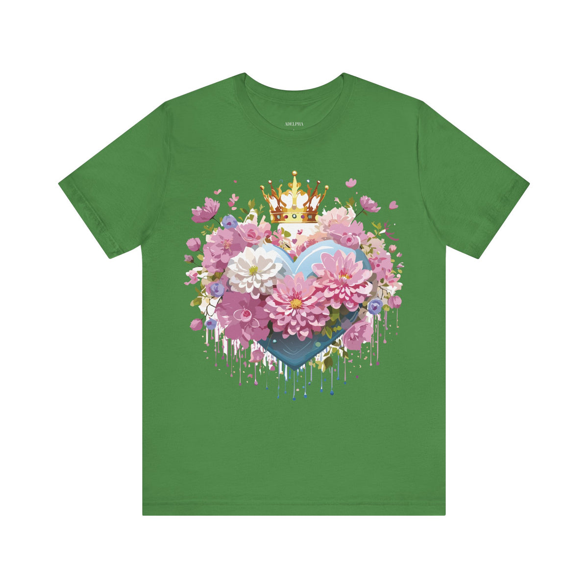 Valentine's Day Graphic Unisex Cotton Bella+Canvas Tee with Floral Art Design d106