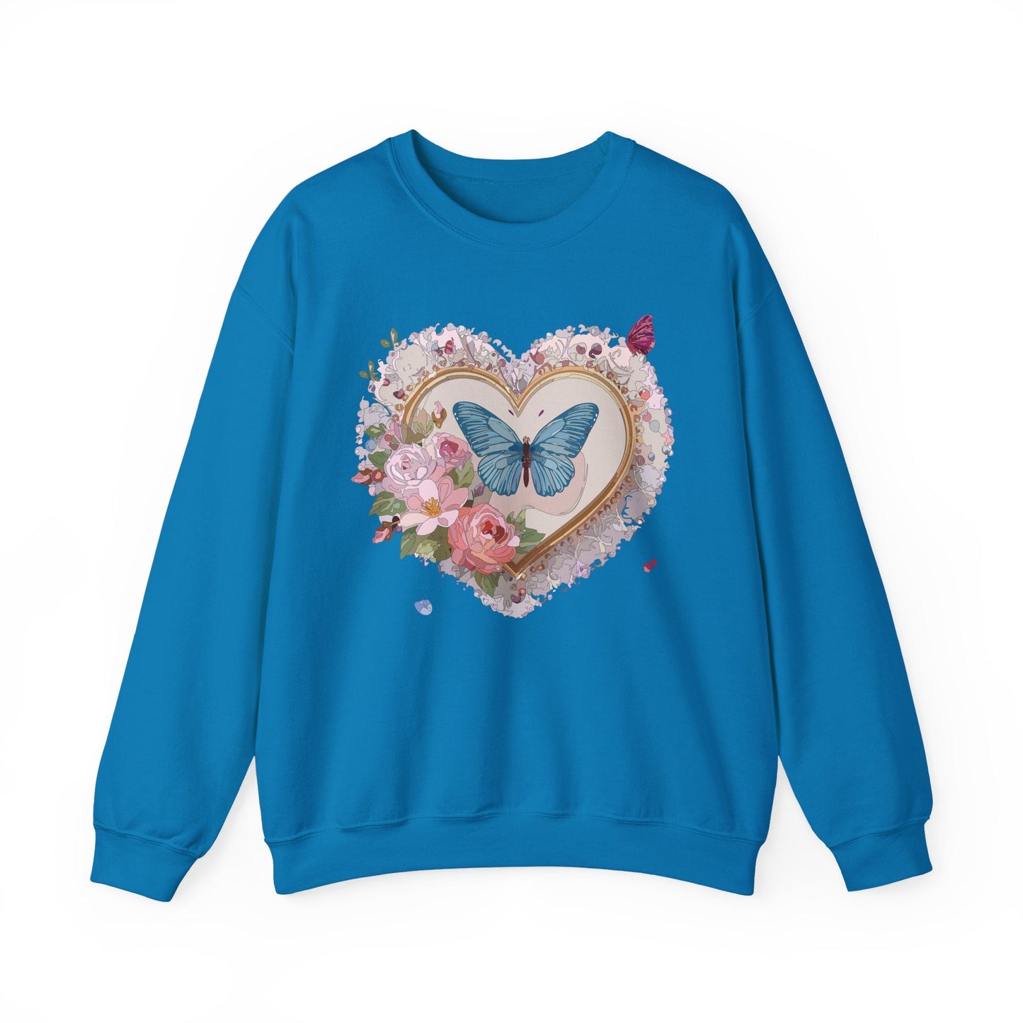 Floral Heart Unisex Crewneck Sweatshirt Valentines Floral Love Gildan 18000 Heavy Blend