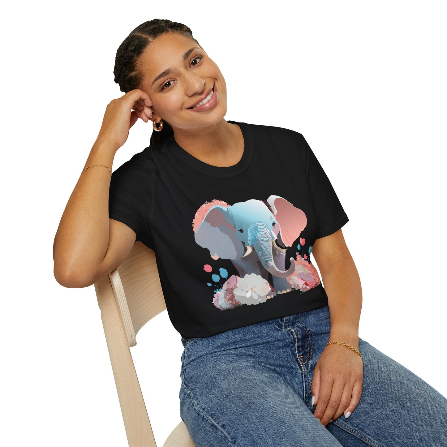 Elephant T Shirt Unisex Softstyle Graphic Tee With Elephant Animation Animal Print