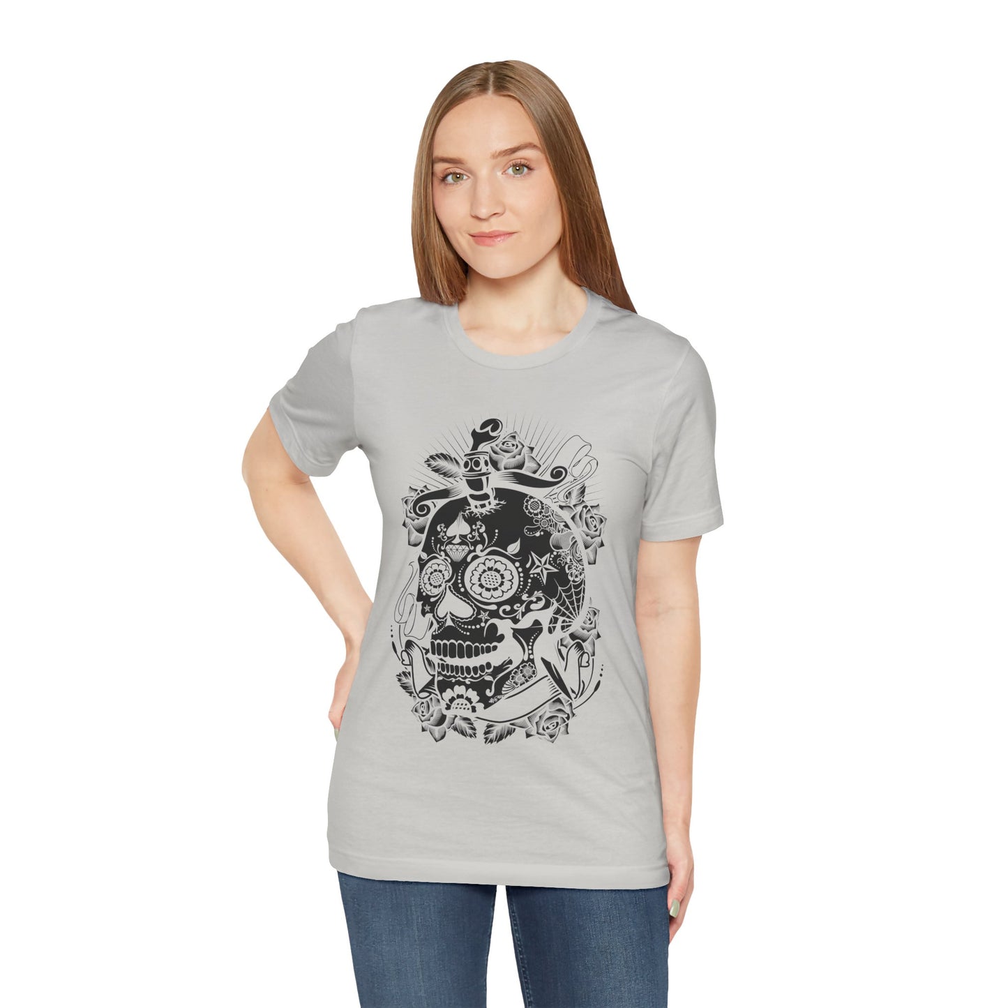 Unisex Cotton Tee Shirt with Skull