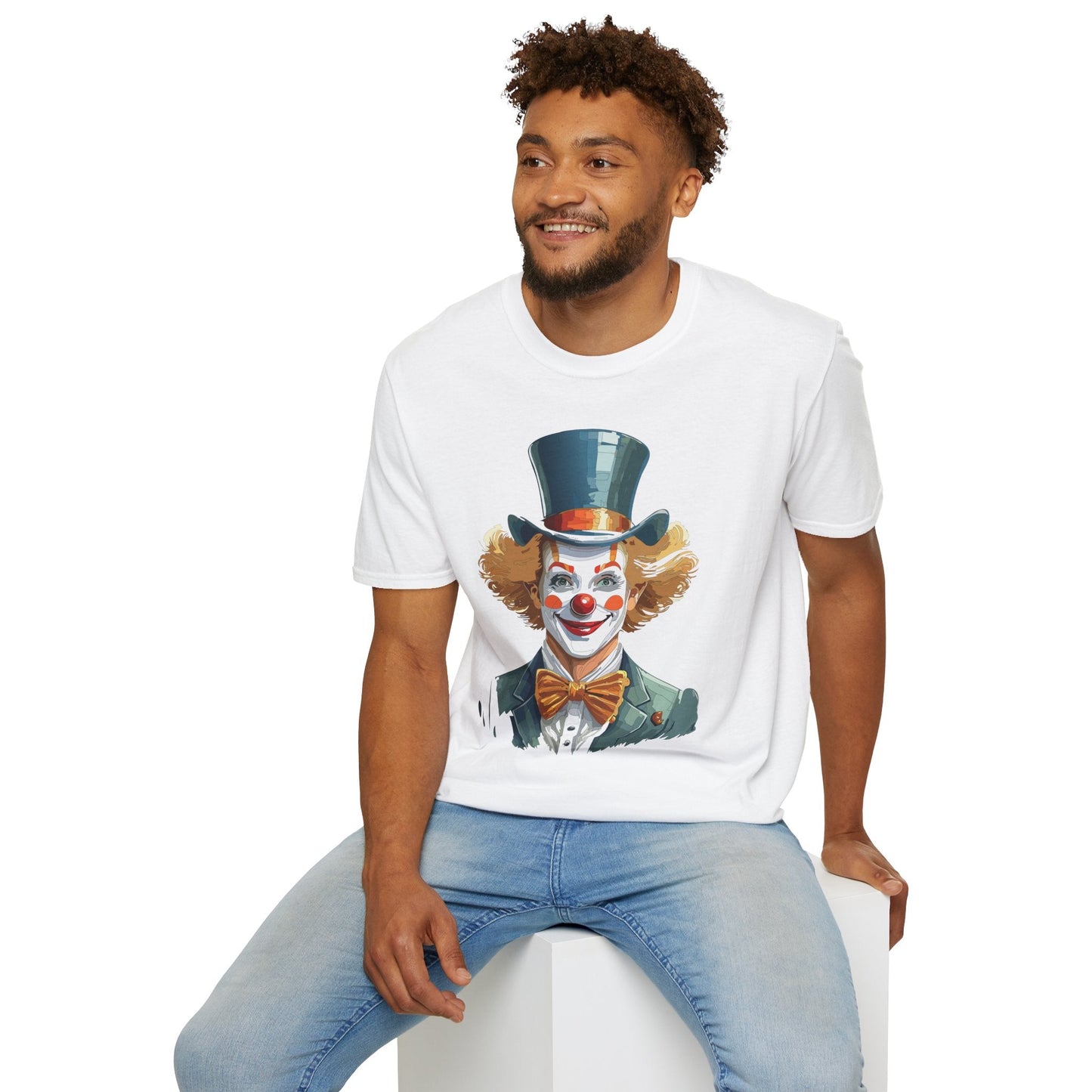 Funny Clown Shirt Unisex T Shirt Circus Style Tee With Scary Man Artwork Gildan 64000