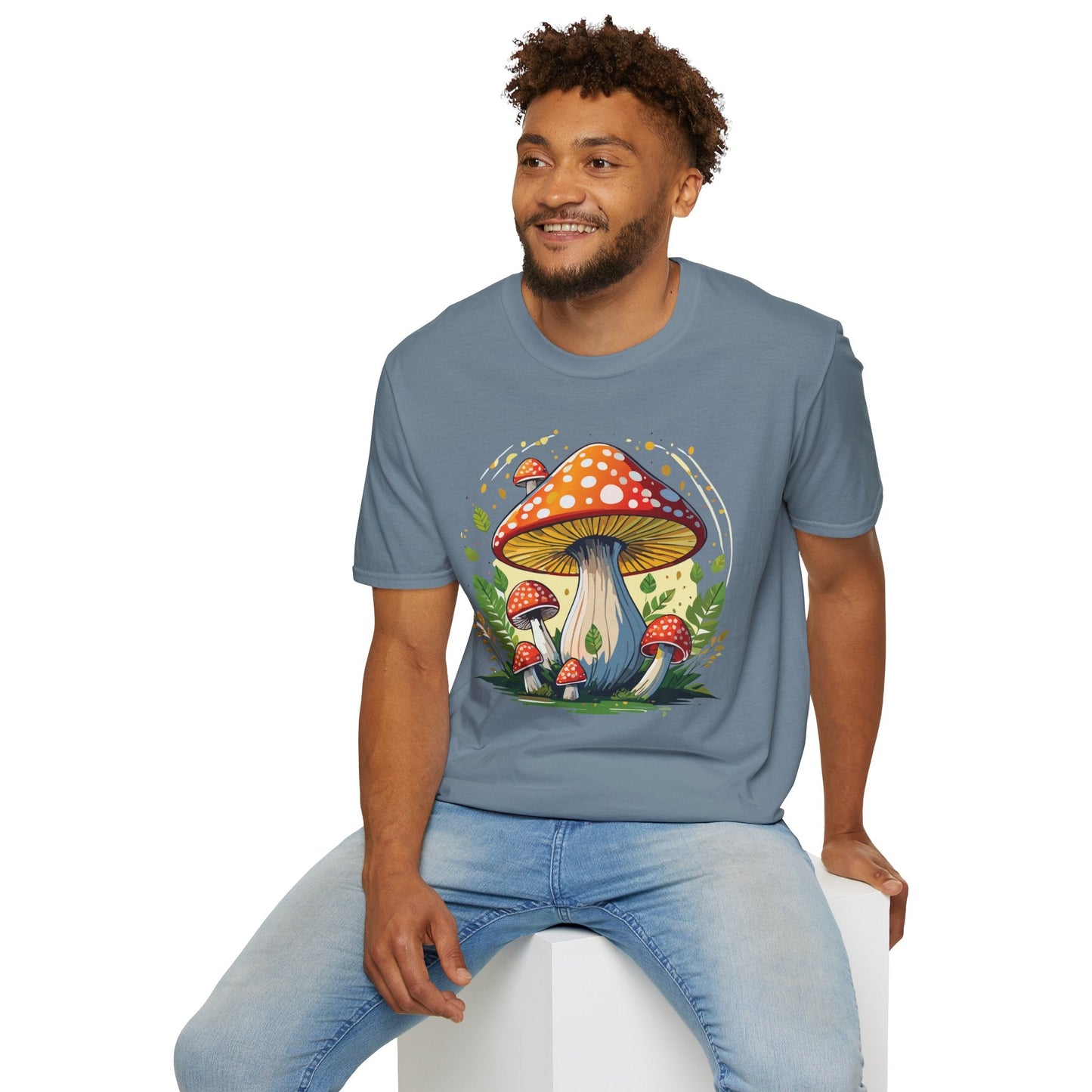 Funny Mashroom Graphic Unisex Softstyle Cotton With Cartoon Illustration Design 19