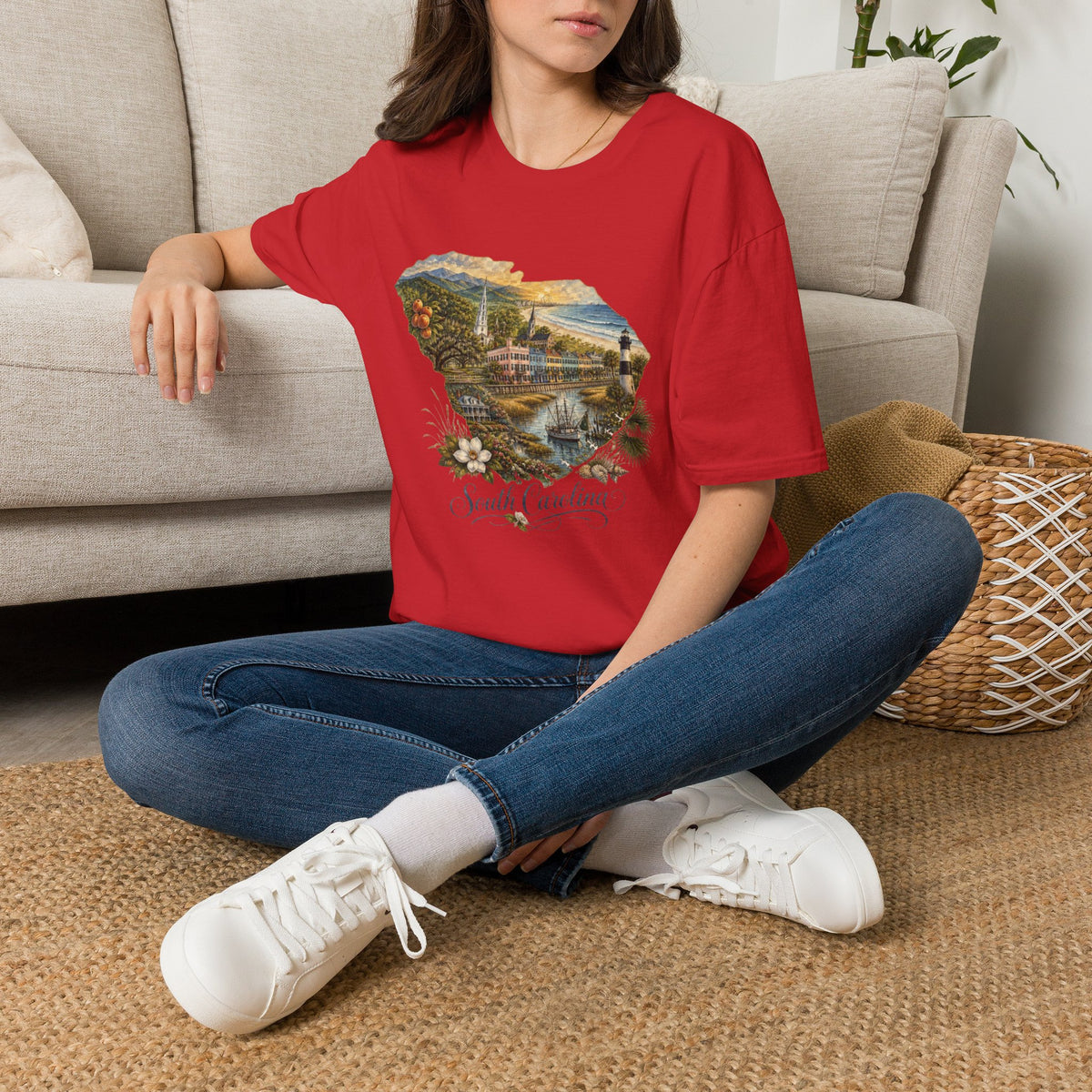 South Carolina State Travel Tourist Graphic Design Unisex 100 Cotton Gildan T-Shirt