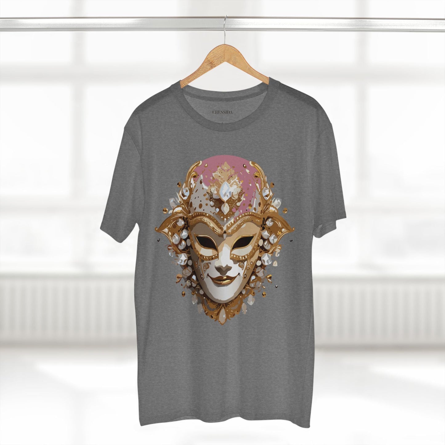 Carnival Mask Graphic T-Shirt Unisex 100 Cotton With Antique Gold Art Design Tee 19