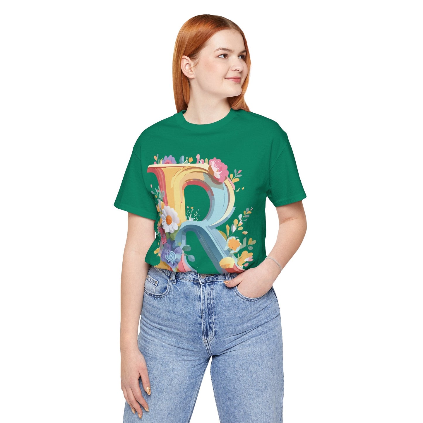Letter R Shirt Unisex Jersey Short Sleeve Graphic Tee Vintage Inspired Art Design Adelpha