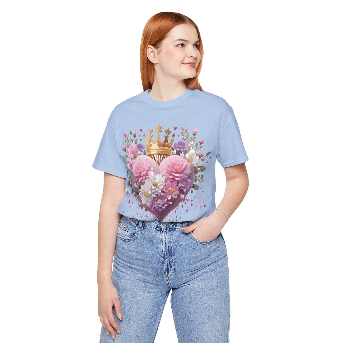 Valentine Day Graphic Unisex 100 Cotton Vintage Artwork with Love and Flower Design Tee 2