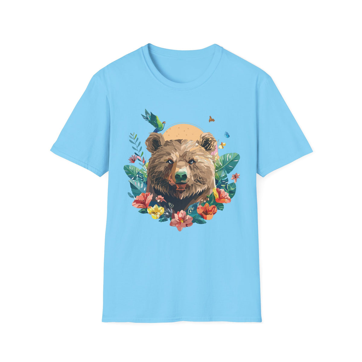 Watercolor Bear Sunflower T-Shirt | Floral Forest Wildlife Tee