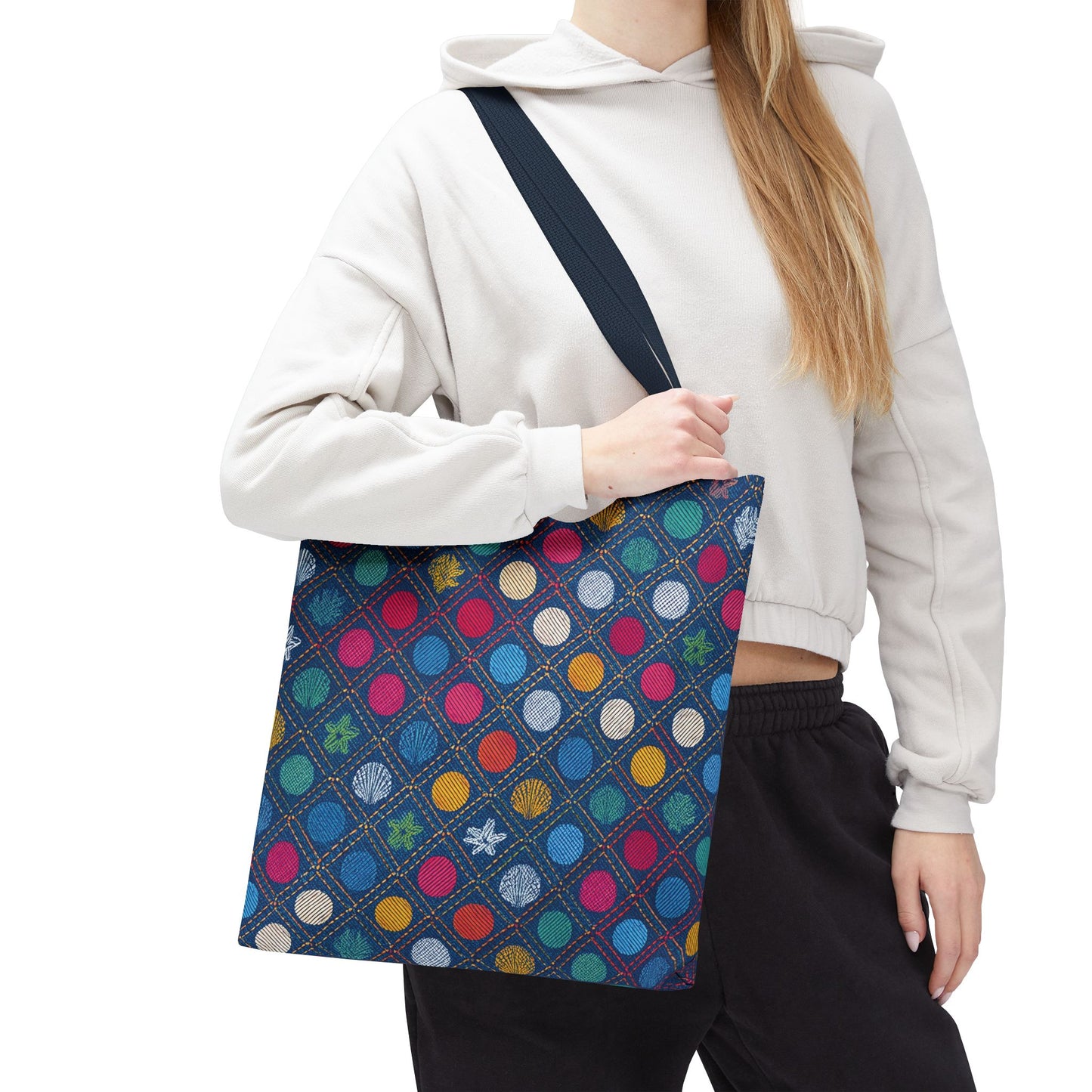 Denim Fabric Imitation Print Unisex Canvas Bag Poly Spun 3 Sizes Tote Bag 182-6