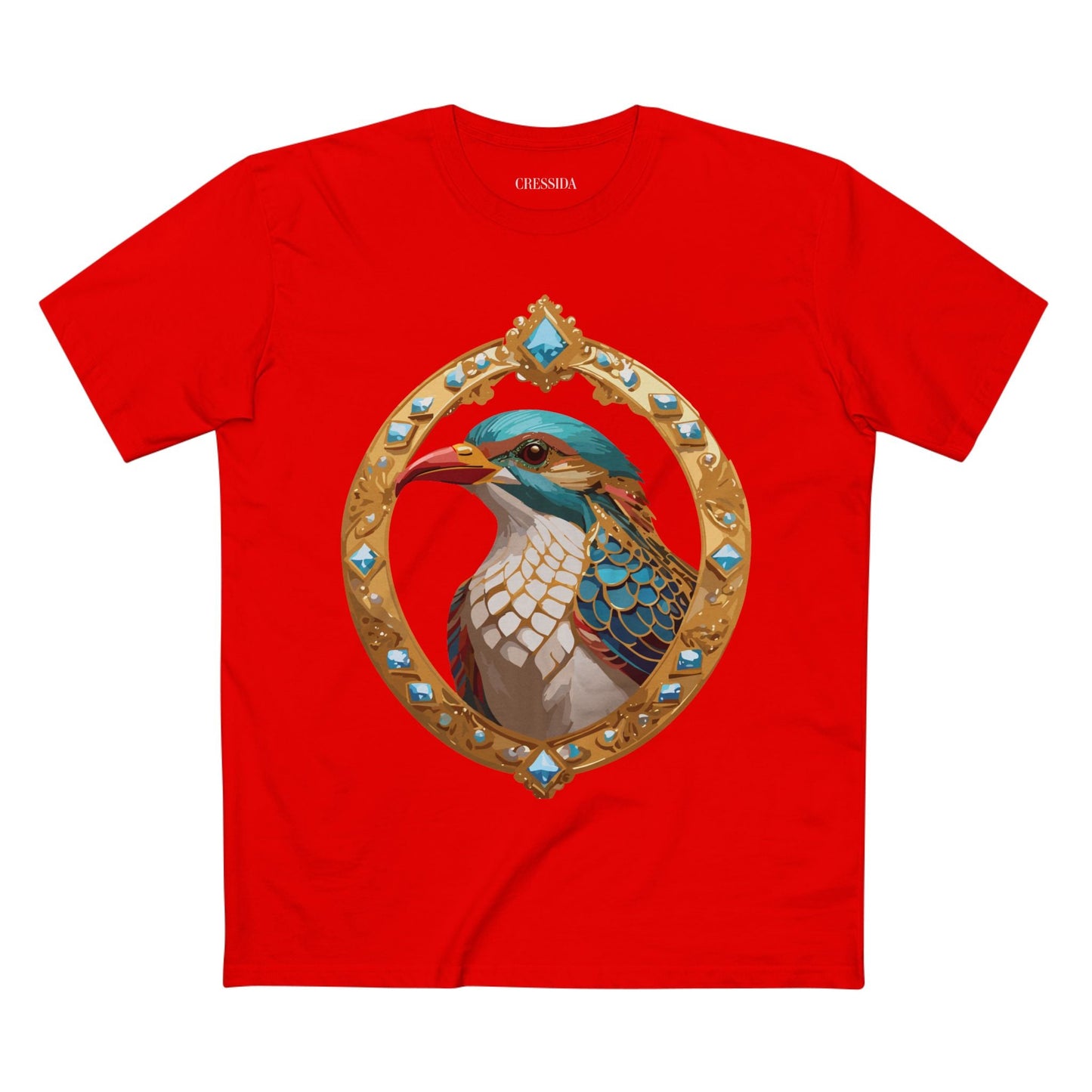 Bird Graphic Unisex 100 Cotton Tee With Unique Animal Golden Medallion Art Design 22