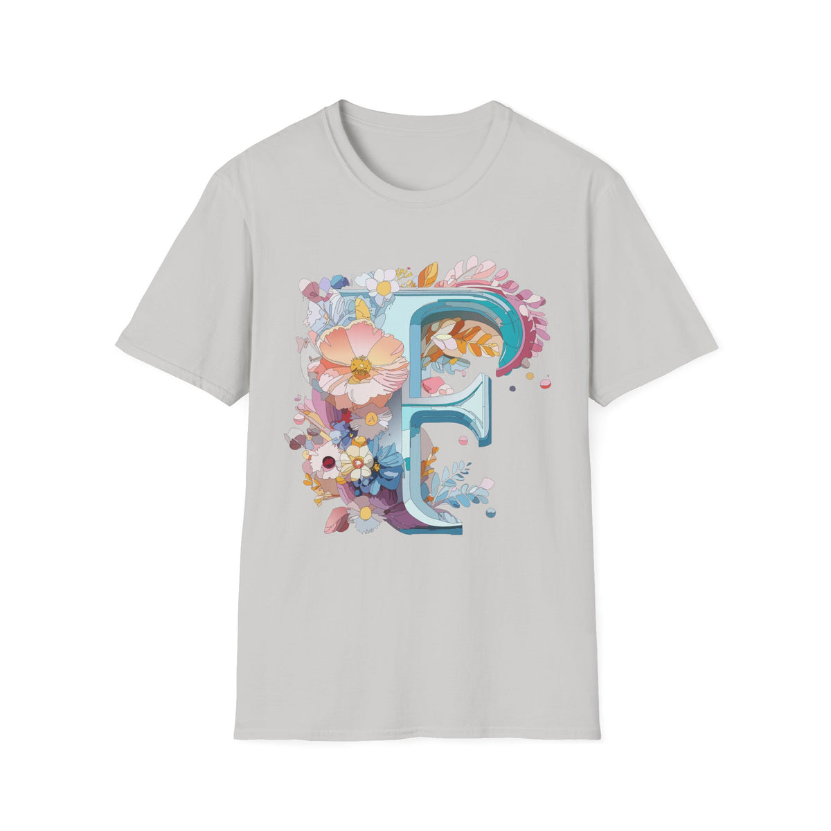 Floral Letter F T-Shirt | Botanical Monogram Tee, Initial F Shirt