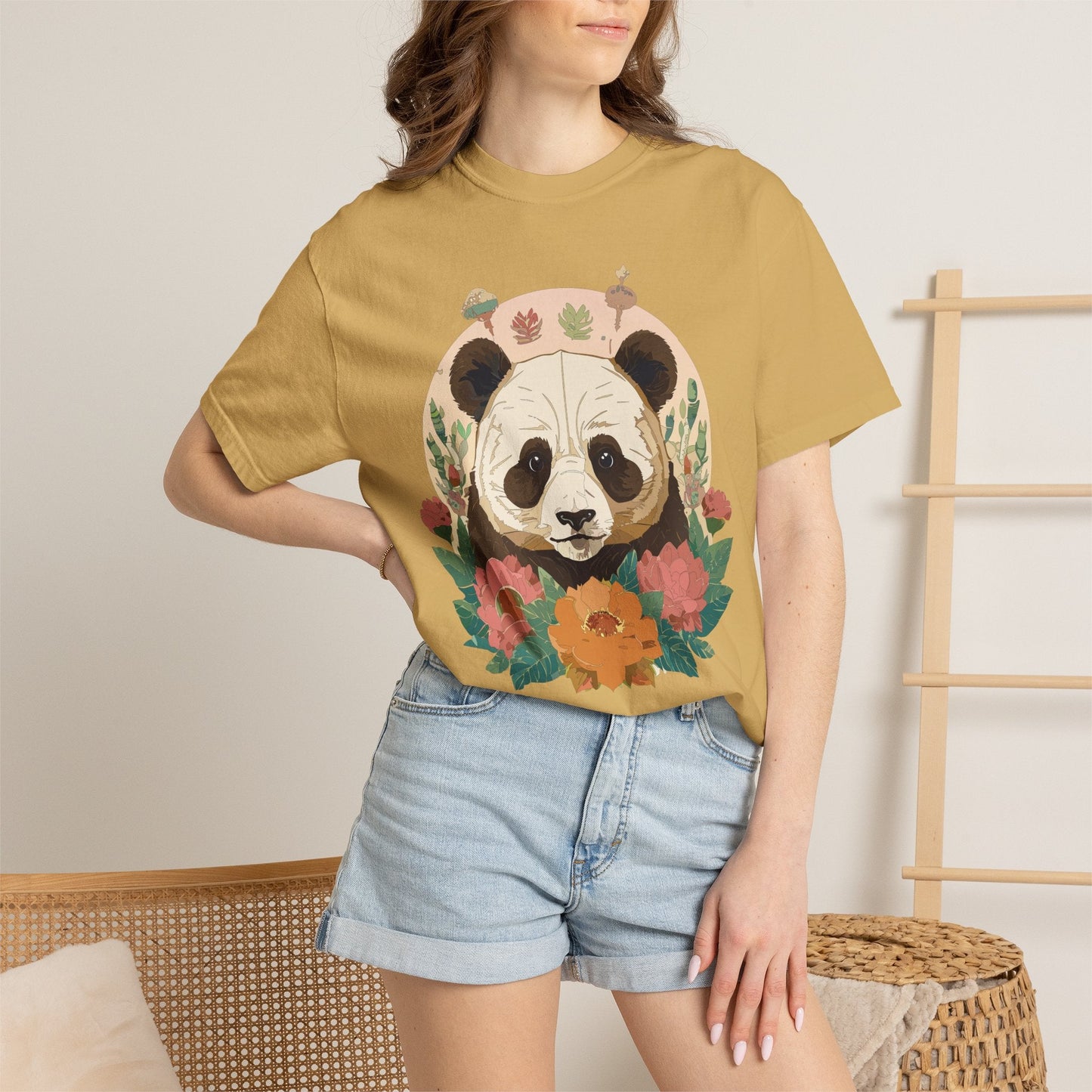 Panda Portrait Graphic T-Shirt Unisex Cotton Floral Animal Art Tee p2