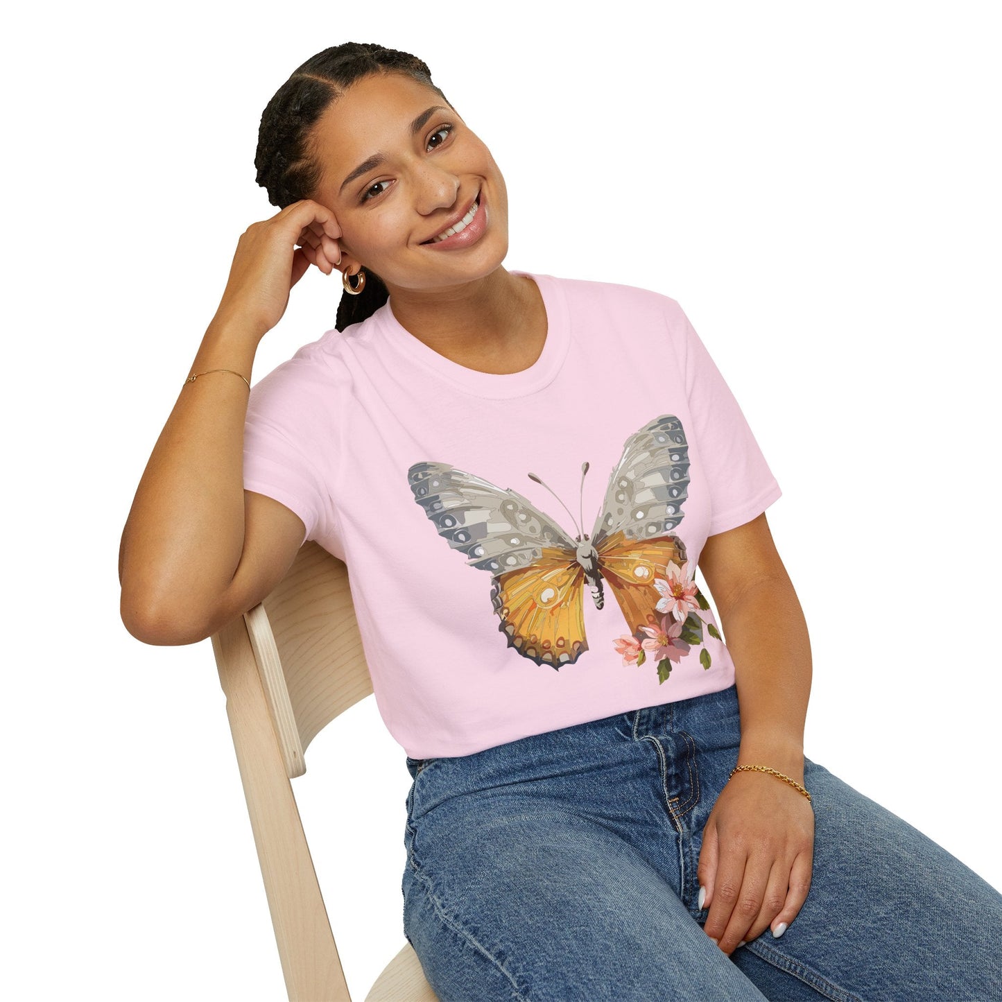Unisex Butterfly T Shirt Monarch Print Softstyle Cotton Tee Gildan 64000 Lightweight Comfort