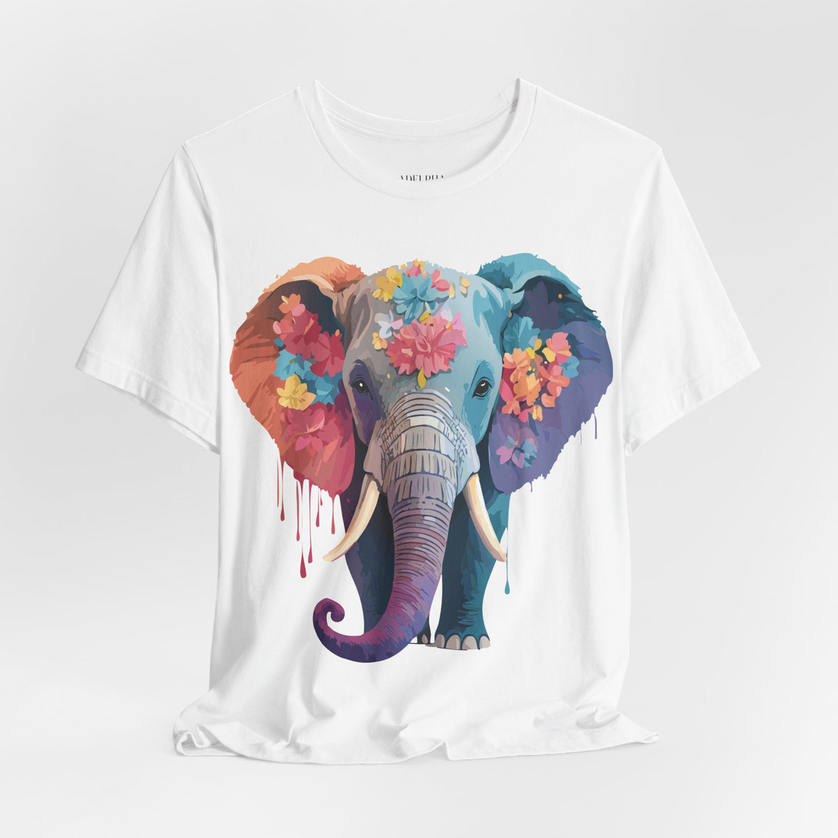 Elephant Graphic Unisex Cotton Bella+Canvas Tee with Art Animal Design e127