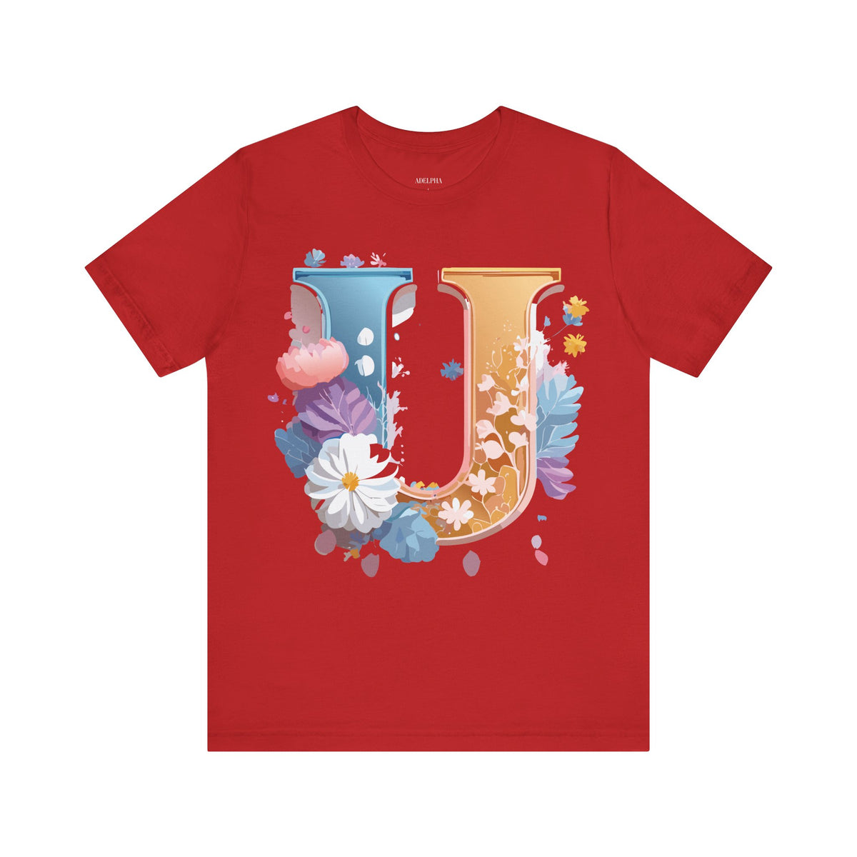 Letter U Graphic Unisex Cotton Bella+Canvas Tee with Art Letter Design