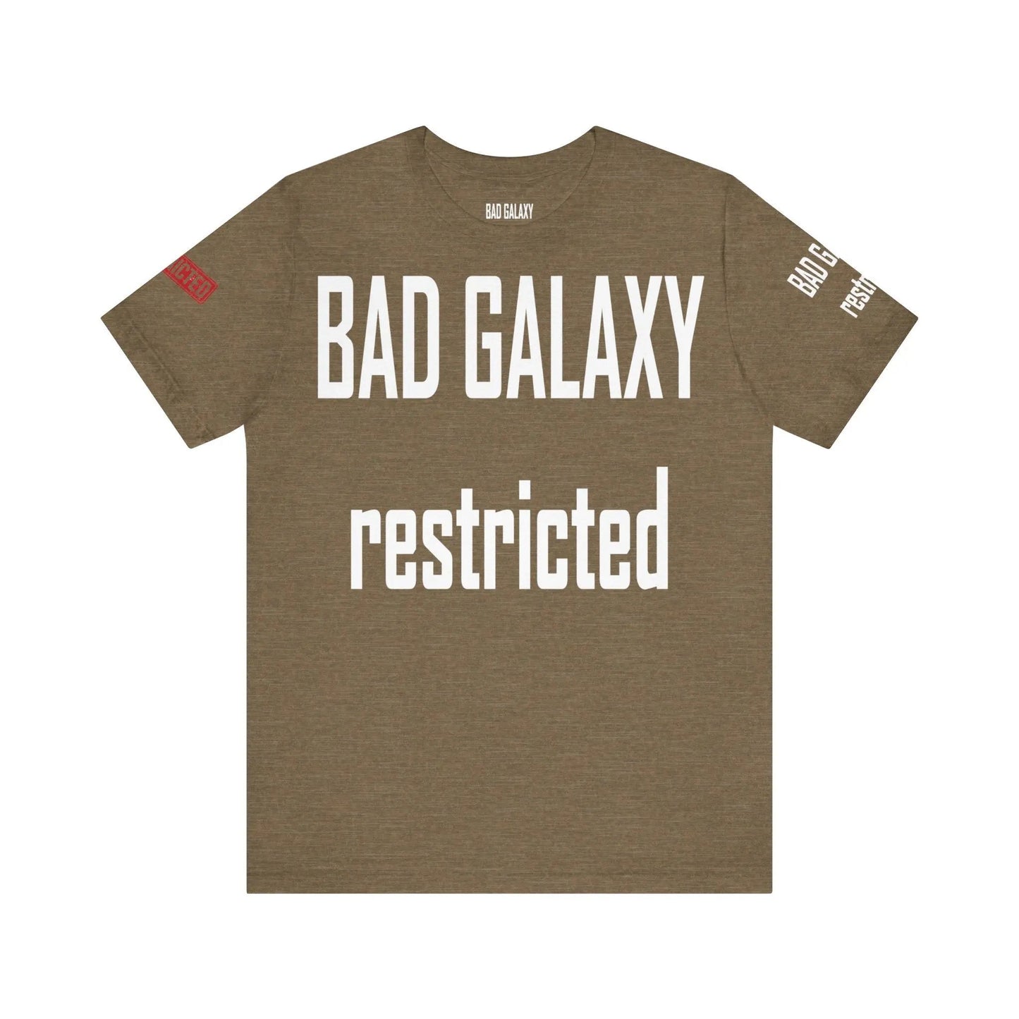 Bad Galaxy Tee Shirt With Red Stamp Made To Order Lightweight 100 Percent Cotton Free Shipping