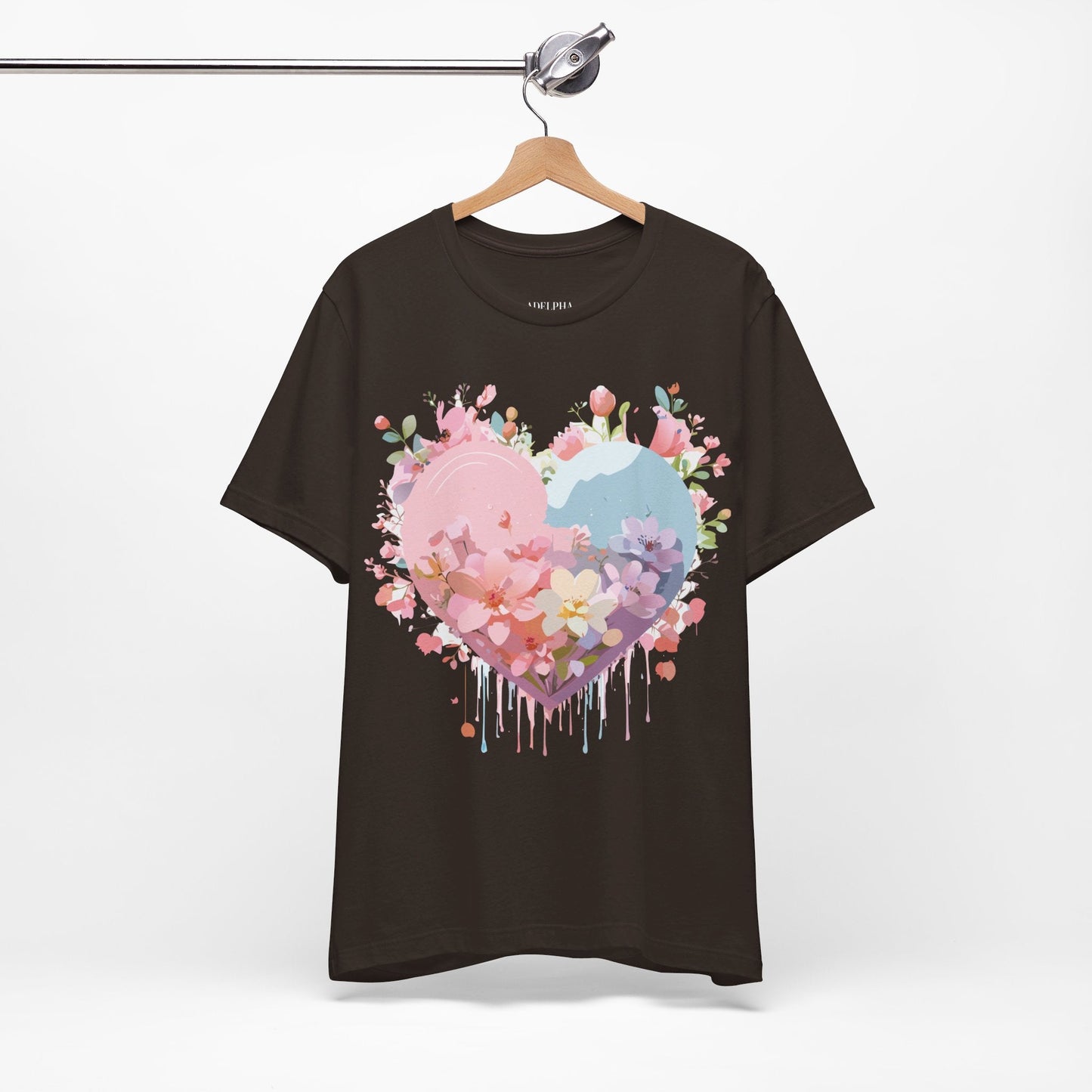 Valentine Day Graphic Unisex 100 Cotton Vintage Artwork with Love and Flower Design Tee 30