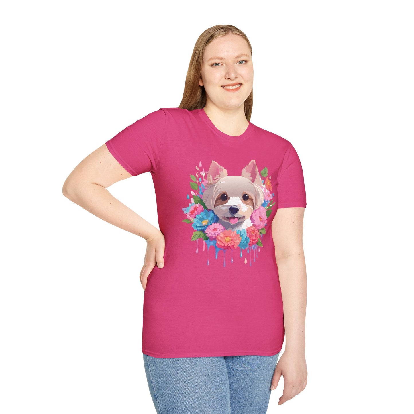 Unisex Gildan Softstyle Animal Print Dog Shirt Tee 100 Percent Cotton