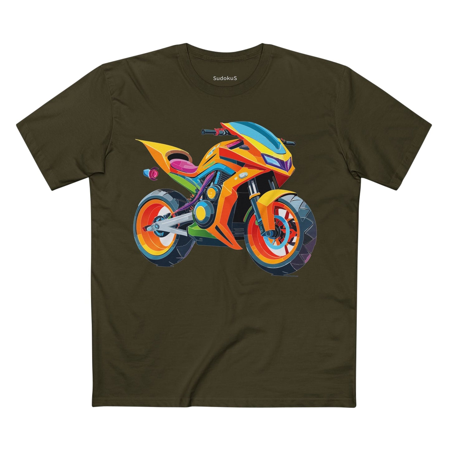 Moto Bike Graphic Unisex 100 Cotton Staple Tee 3