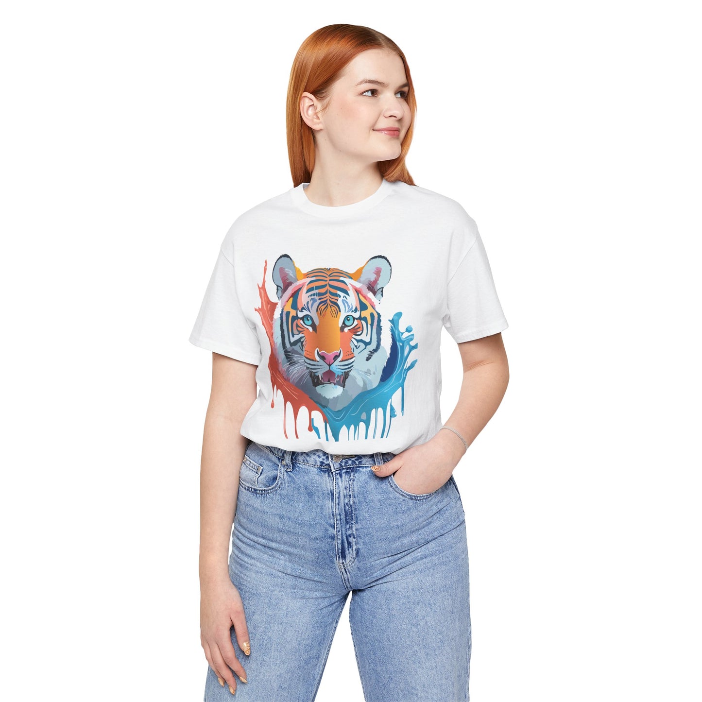 Unisex Tiger Tee, Animal Shirt, Tee Shirt with Tiger, Art T-Shirt, Animal Tees, Big Cat Shirt, Art Design T-Shirt 5