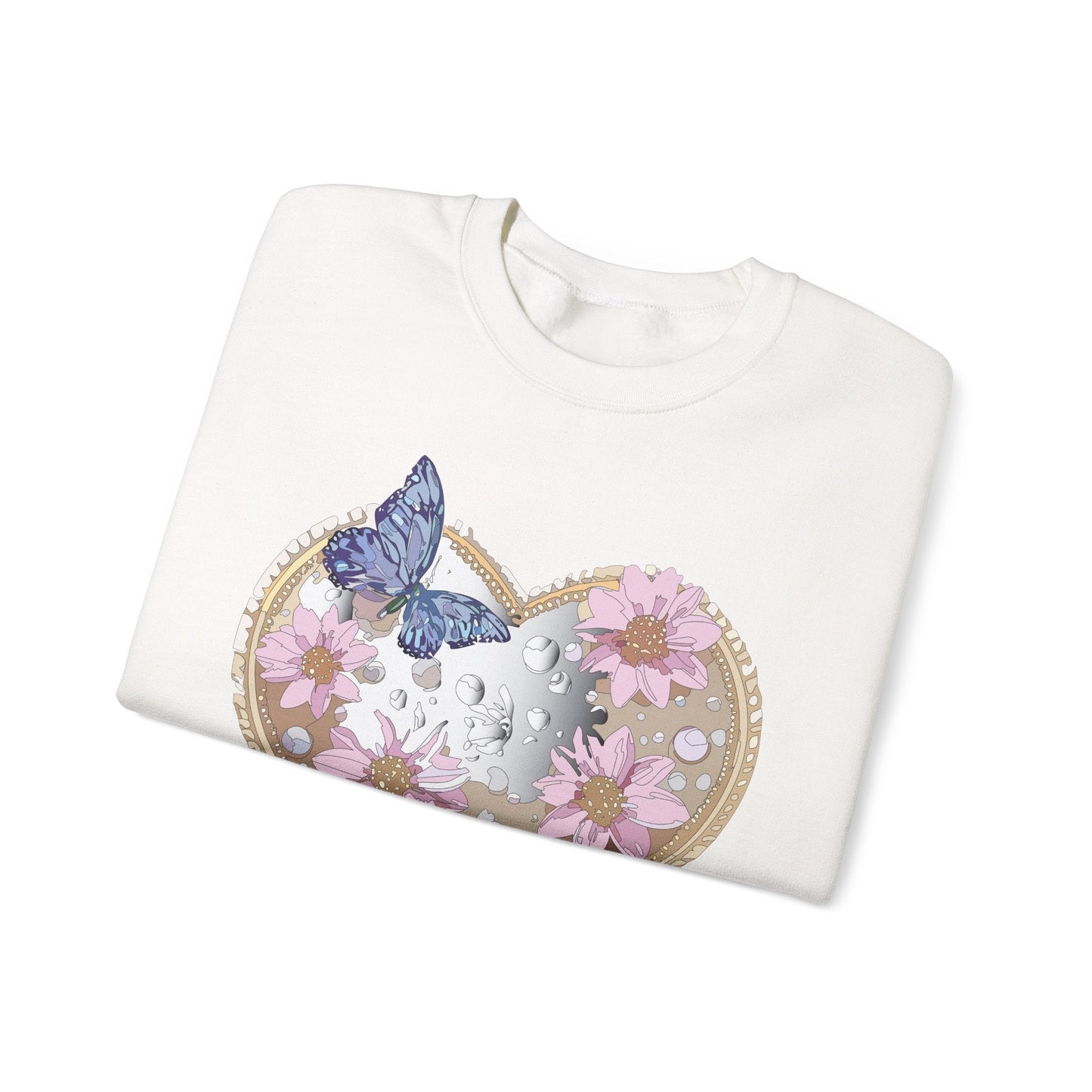 Floral Heart Love Sweatshirt For Valentines Day Unisex Heavy Blend Crewneck Sweatshirt