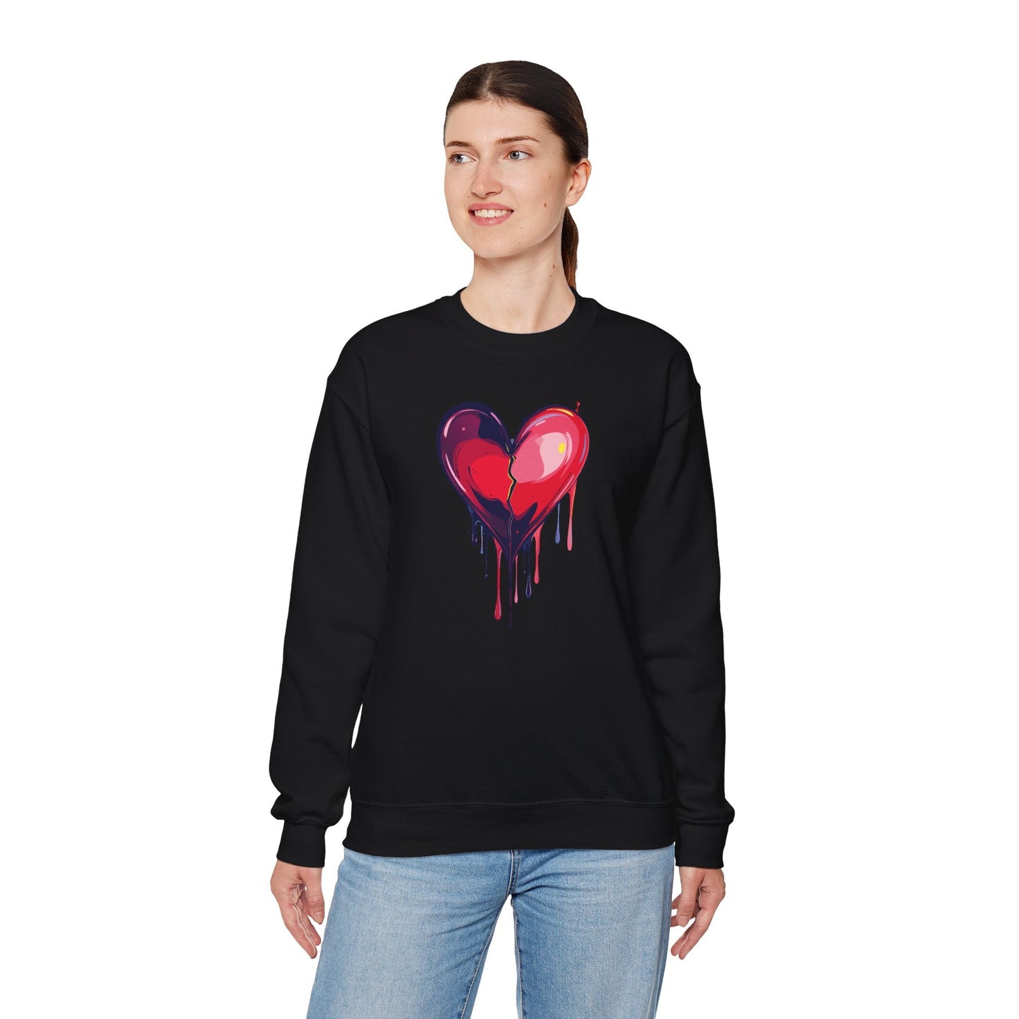 Red Heart Floral Sweatshirt Unisex Heavy Blend Crewneck Valentines Day Love Sweatshirt