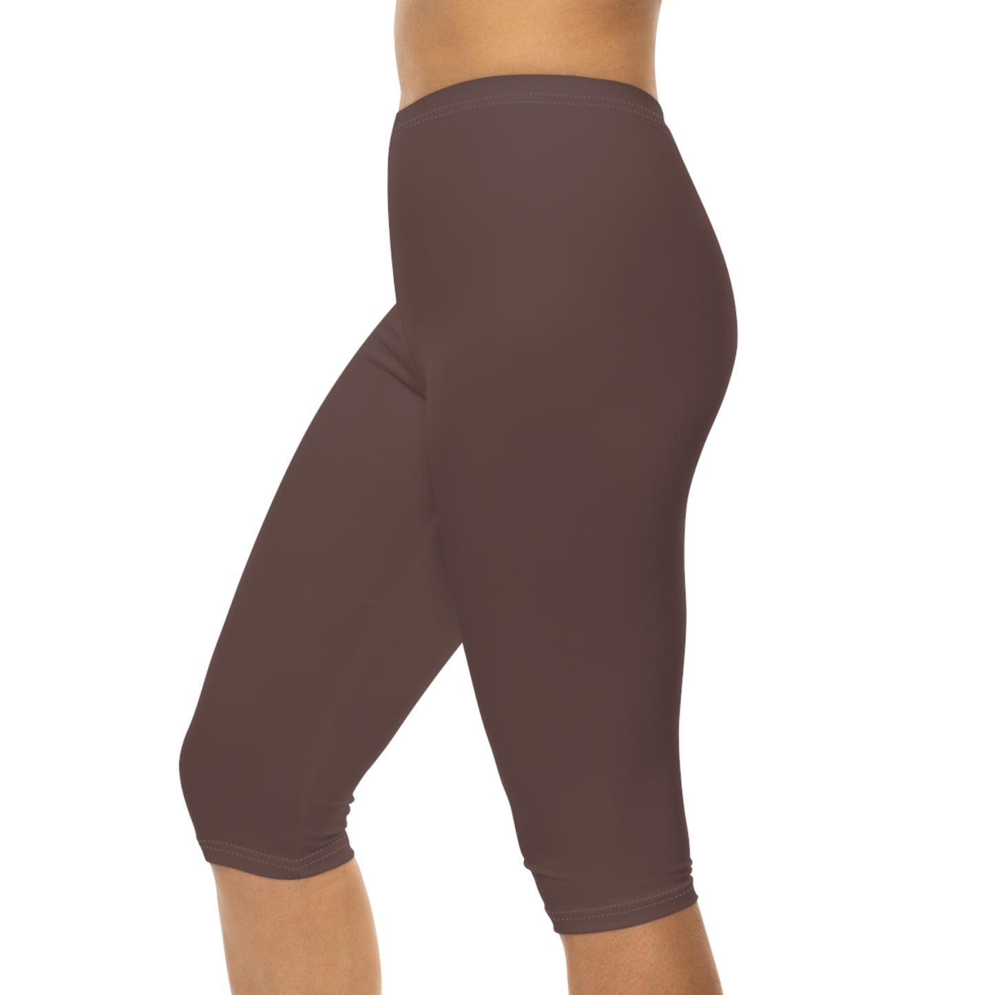 Mauve Bark Color Women's Brushed Suede Poly Span Casual Capri Leggings XS-2XL