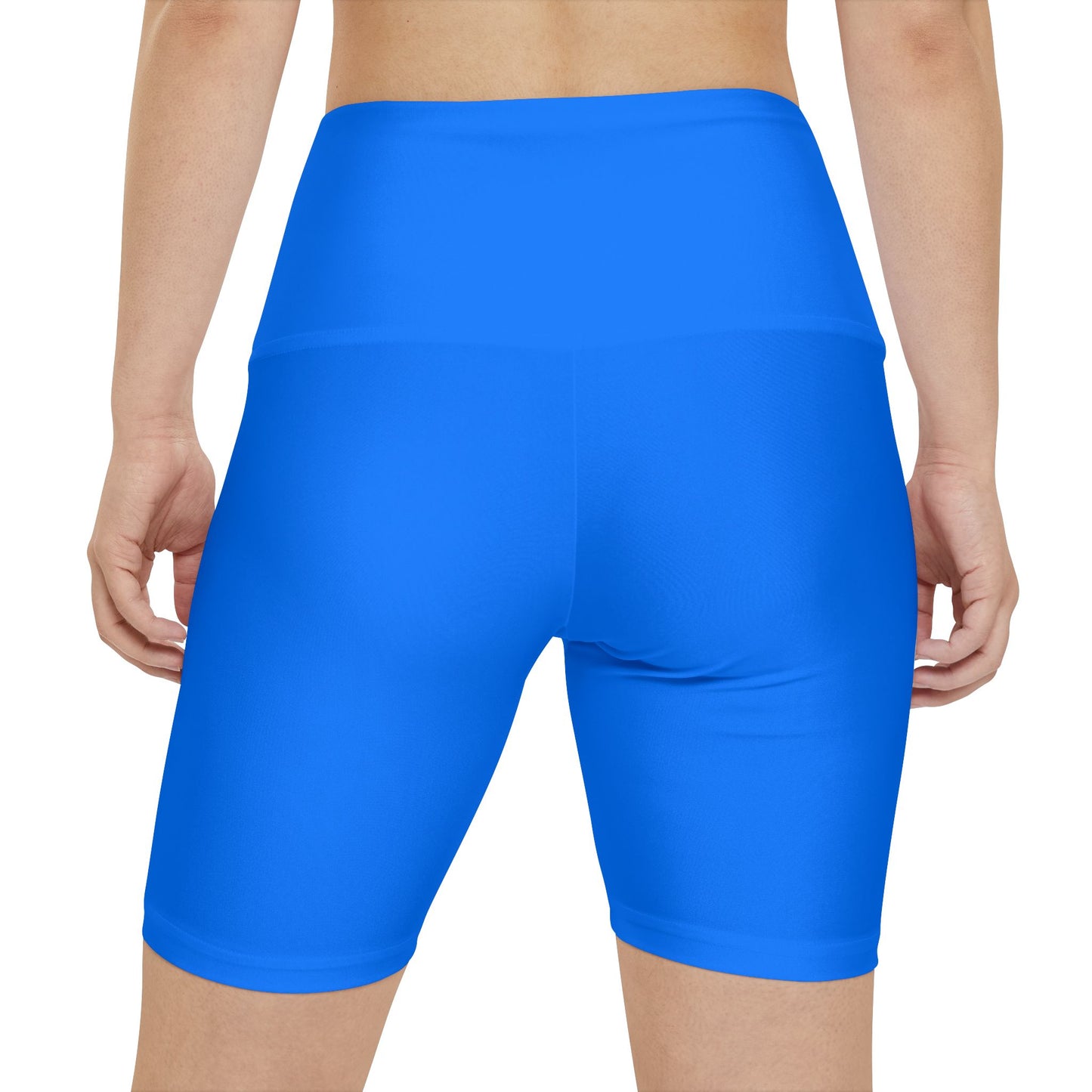 Azure Blue Women's Workout Shorts — Solid High-Waist Biker Shorts for Exercise & Everyday Wear