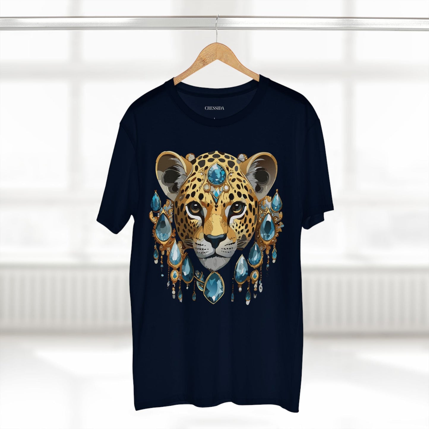Cheetah Graphic Unisex 100 Cotton Tee With Unique Animal Golden Medallion Art Design 48