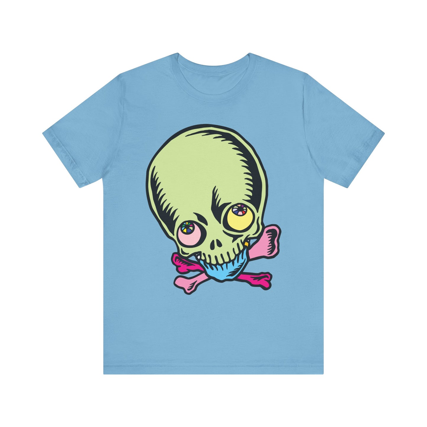 Lt Green Skull Graphic Design Tee, Skull Shirt, Vintage Tees, Art Design T-Shirt, Vintage Graphic Tee, Art Shirts with Skulls