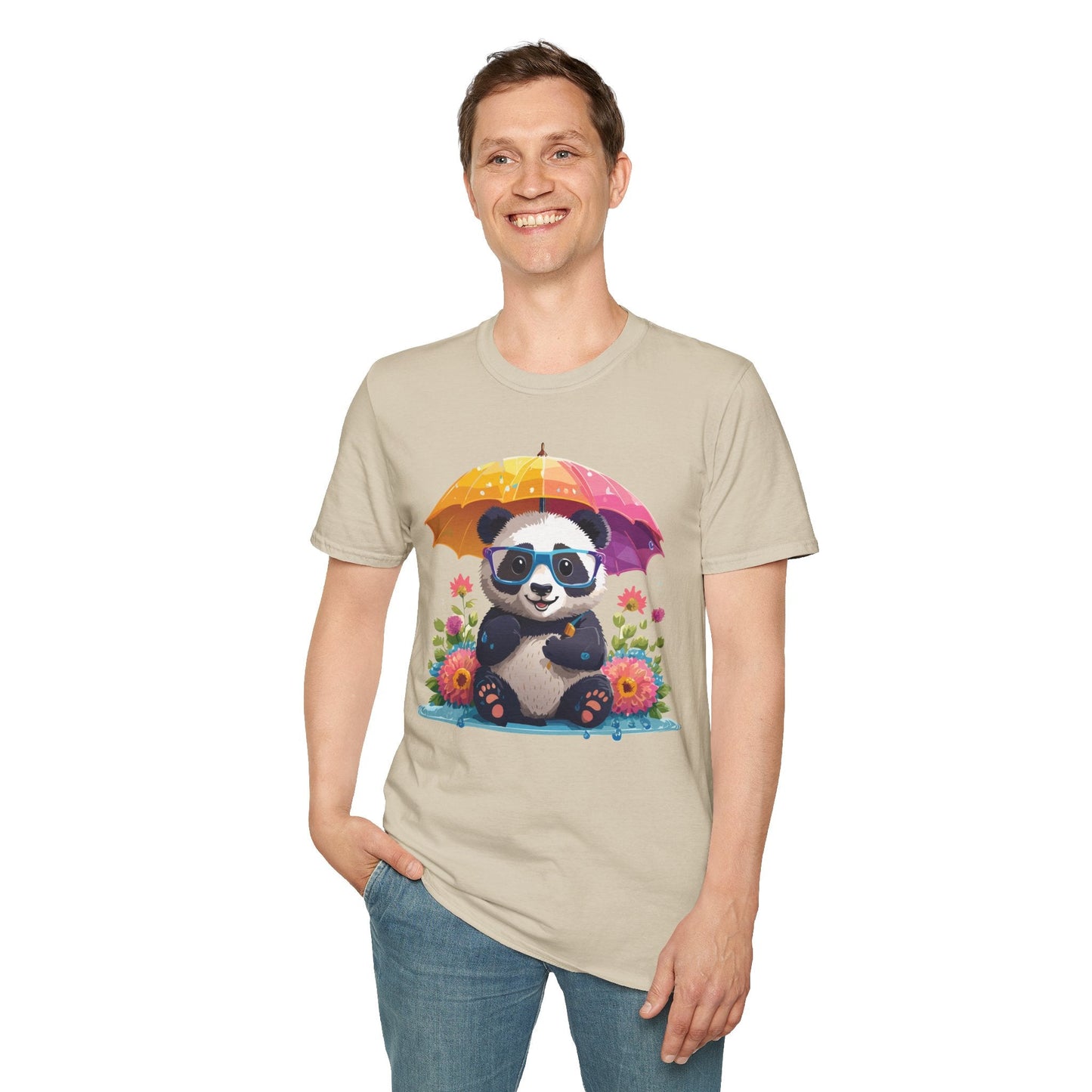 Unisex Panda Shirt Softstyle Tee 100 Percent Ring Spun Cotton Comfortable Animal Tee