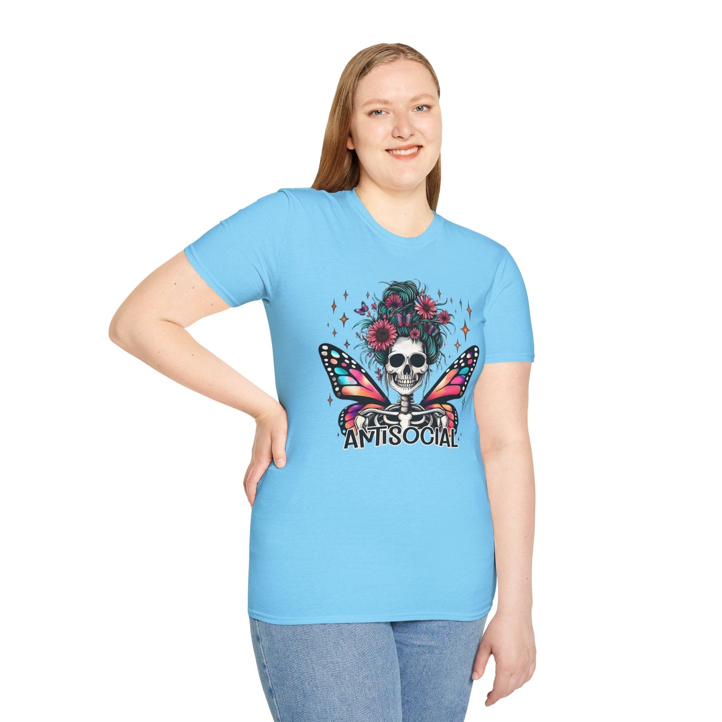 Unisex Skull Graphic Tee Shirt Short Sleeve Skeleton Gildan Softstyle 64000 100 Ring Spun Cotton