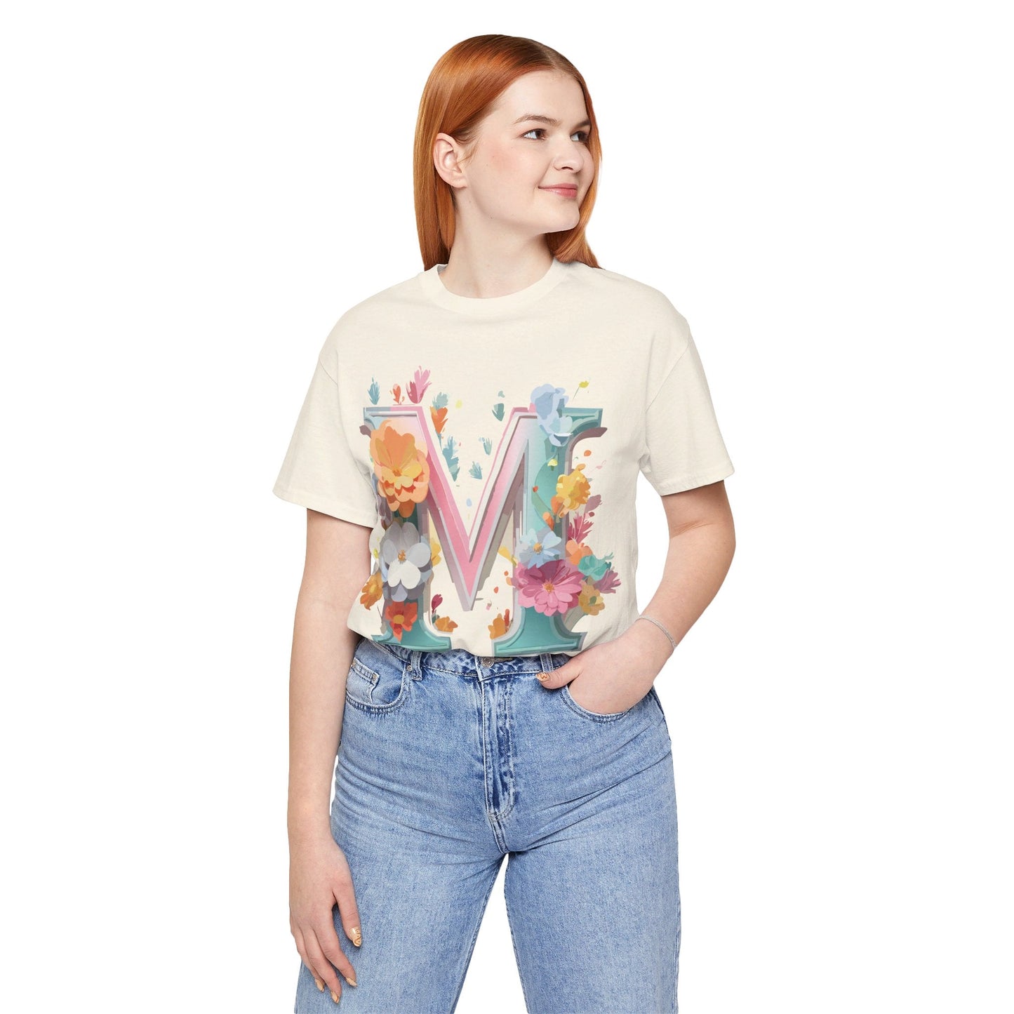 Letter M Graphic Tee Unisex Short Sleeve Shirt By Adelpha Vintage Artwork Design