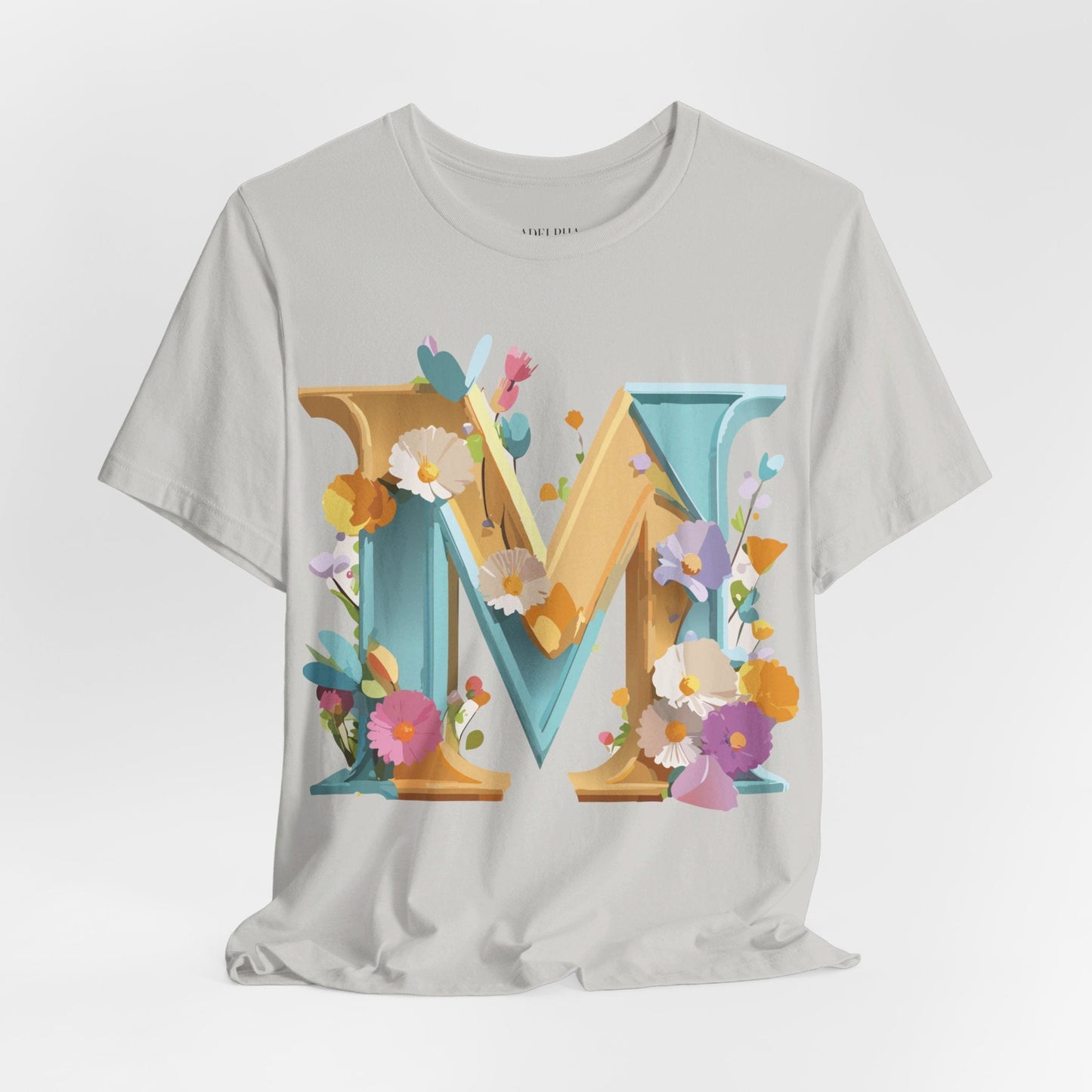 Letter M Shirt Unisex Graphic Tee Vintage Inspired Artwork Adelpha Jersey Short Sleeve