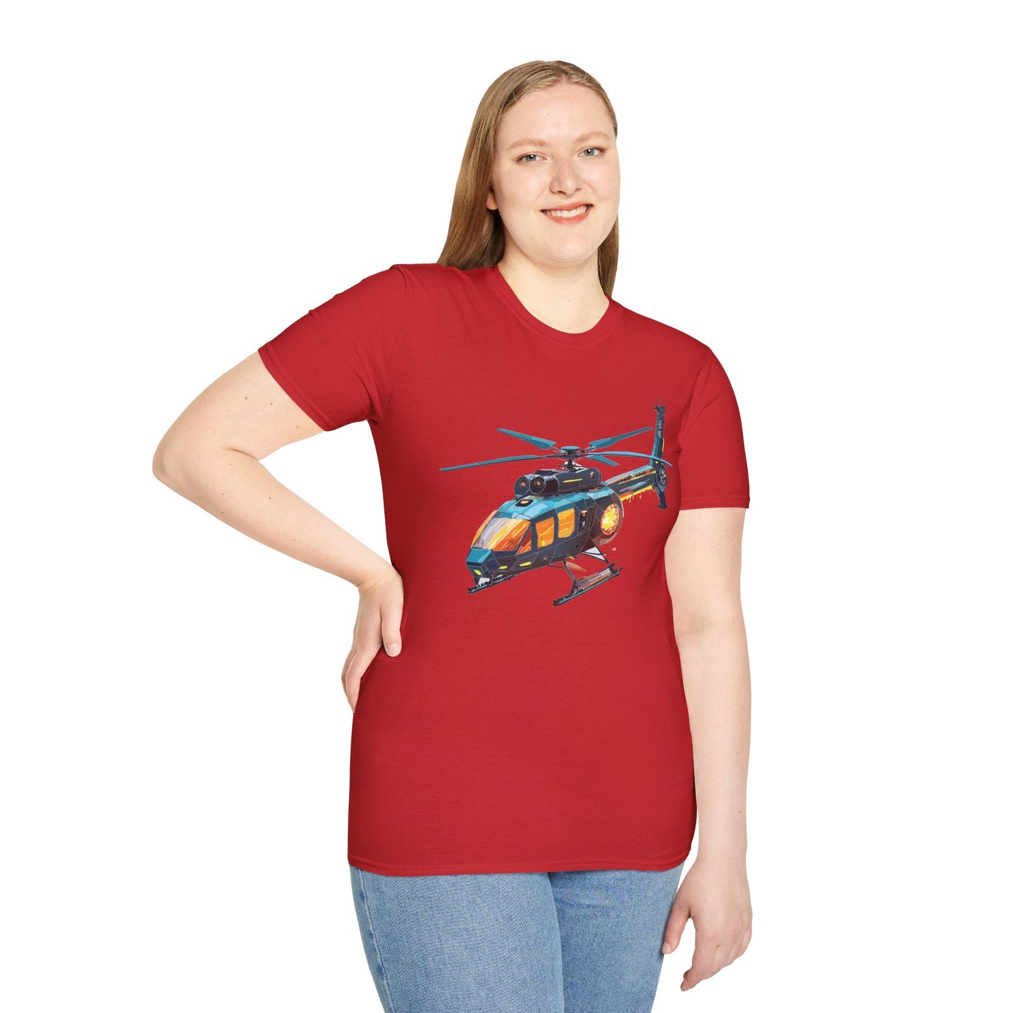 Chopper Helicopter Graphic Unisex Cotton Softstyle Short Sleeve Tee 1