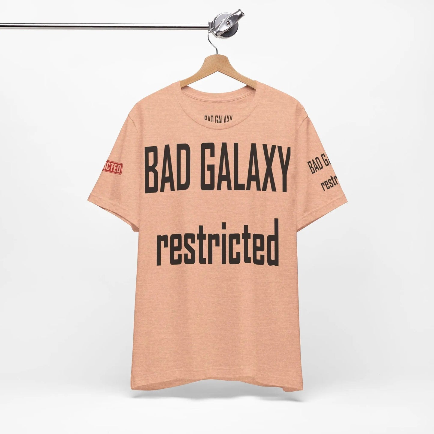 Bad Galaxy Tee Shirt With Red Stamp 100 Percent Cotton Made In USA Eco Friendly Inks
