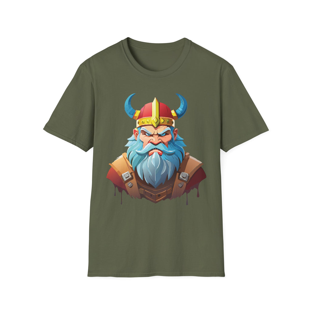 Viking Warrior Graphic T-Shirt | Horned Helmet Illustration, Bold Beard