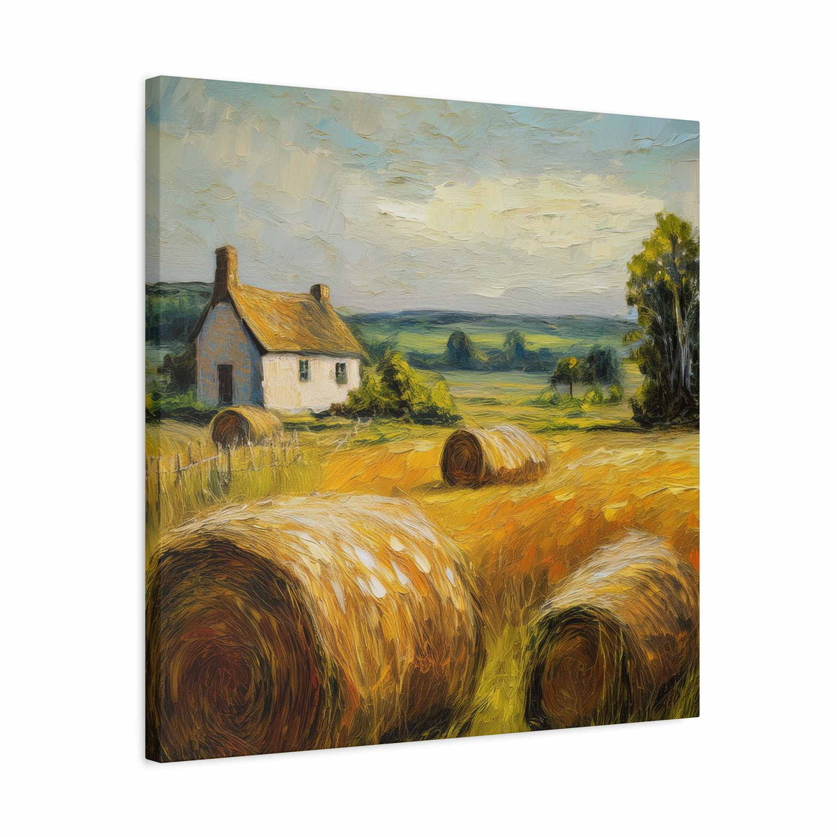 Countryside Print Canvas, Oil Paint Print 20x20, 24x24, 30x30, 32x32, 36x36 Art Design Print Pine-Wood Inner Frame MC-48