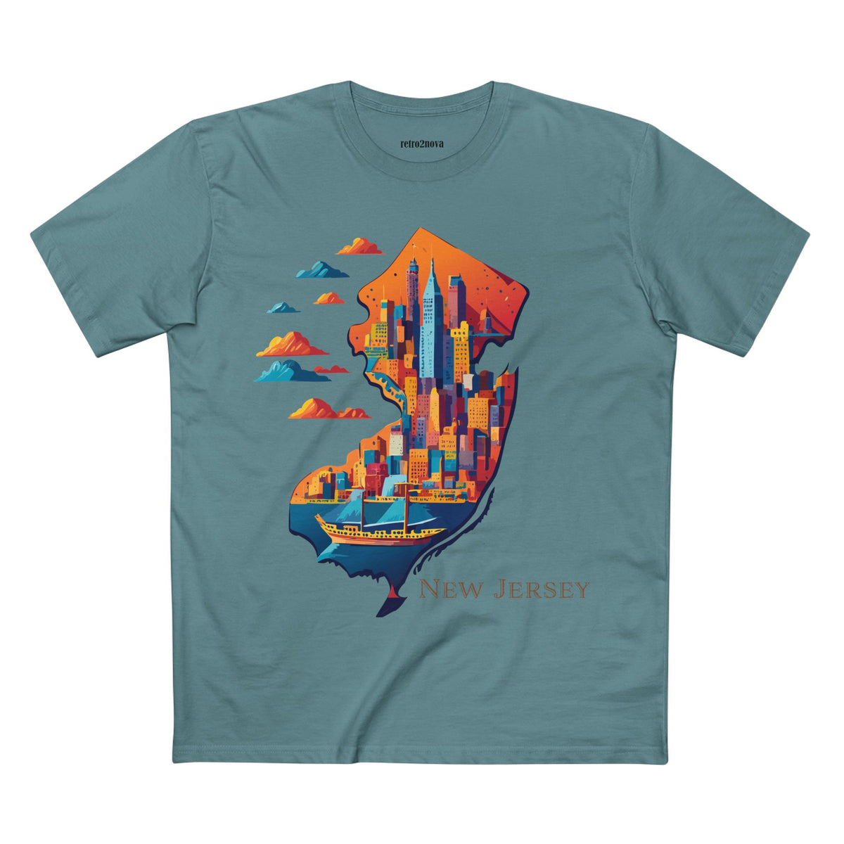 New Jersey Skyline silhouette T-Shirt | State Outline Cityscape Tee