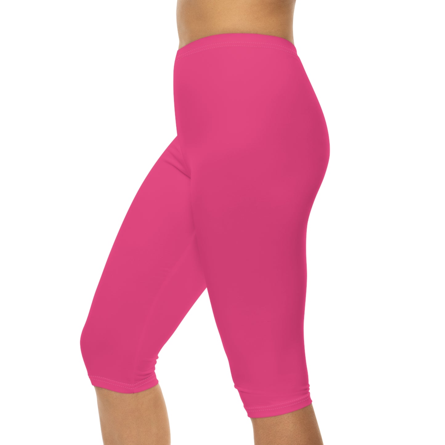 Wild Strawberry Color Women's Brushed Suede Poly Span Casual Capri Leggings XS-2XL