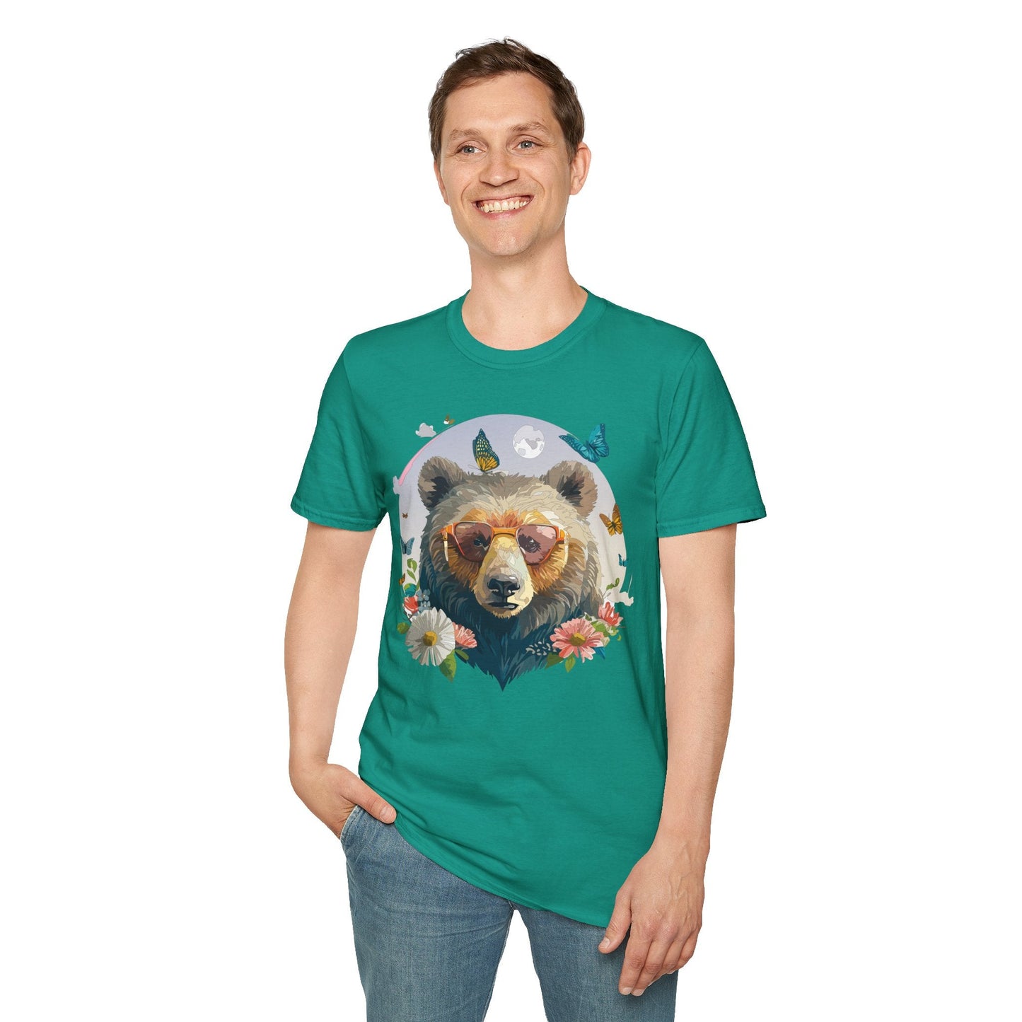 Bear T Shirt Unisex Softstyle Tee 100 Percent Ring Spun Cotton Gildan 64000 Comfortable Wear